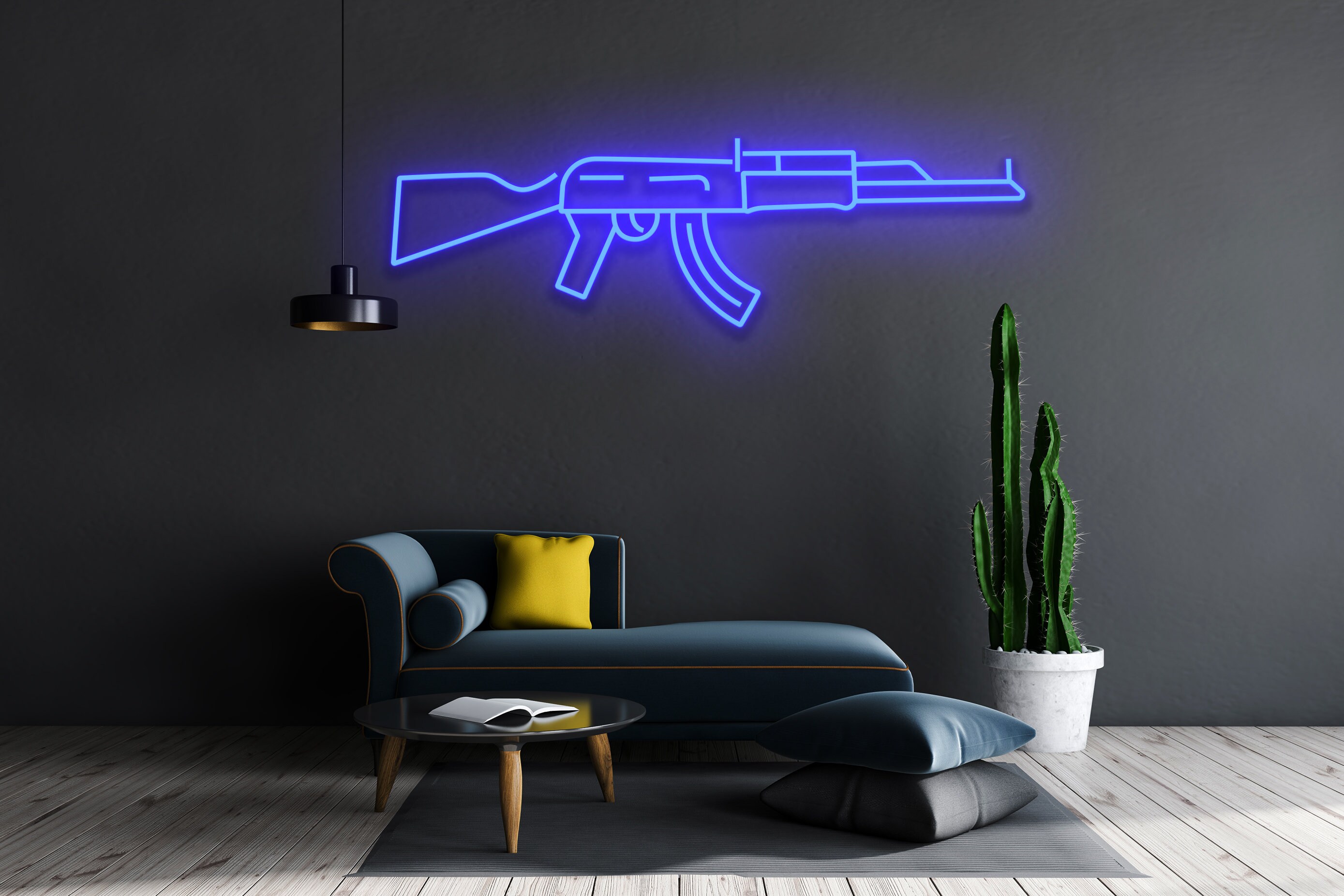 Gun Neon Sign Wall Hanging Signage