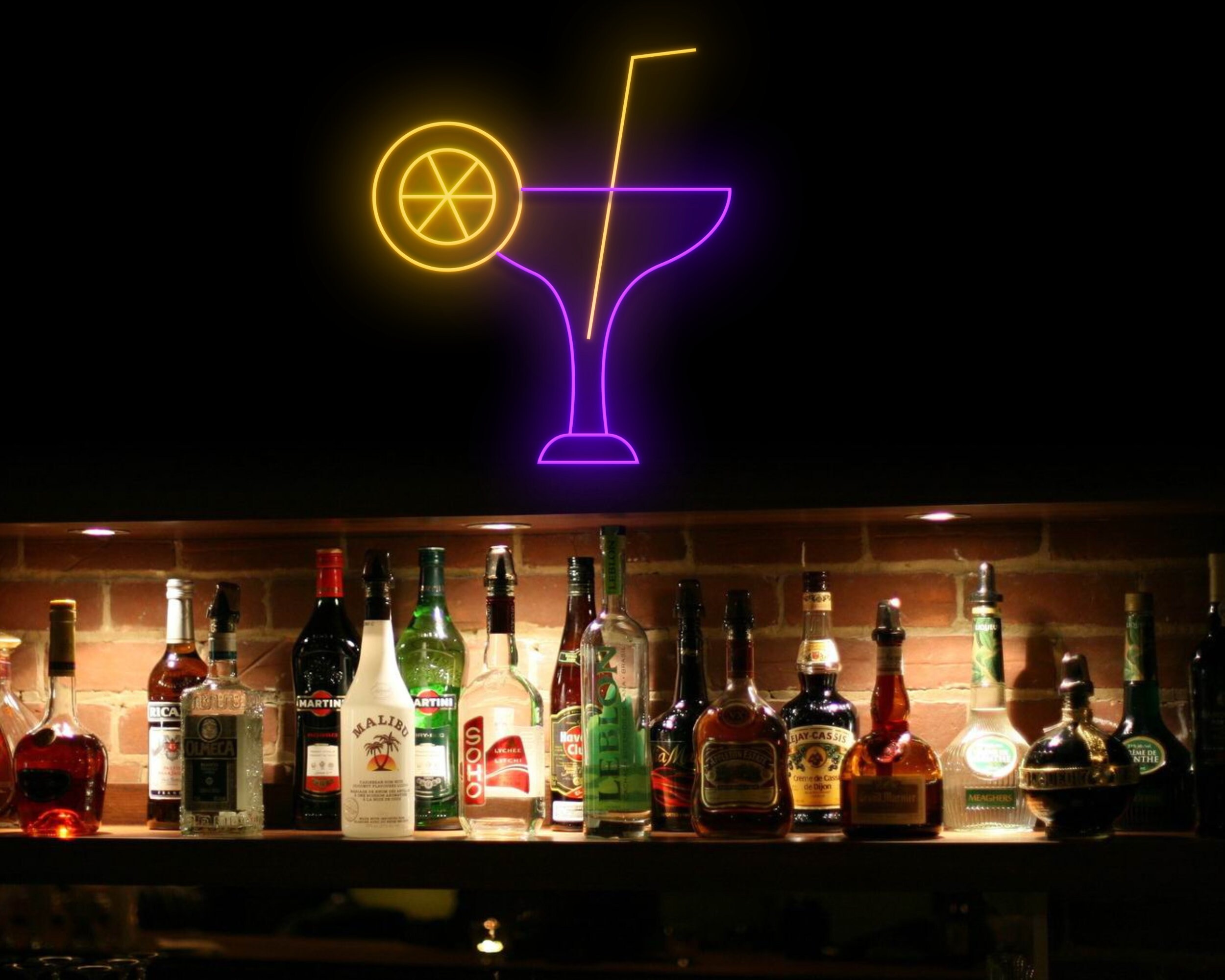 Cocktails Glasses Cup Bar Neon Signs