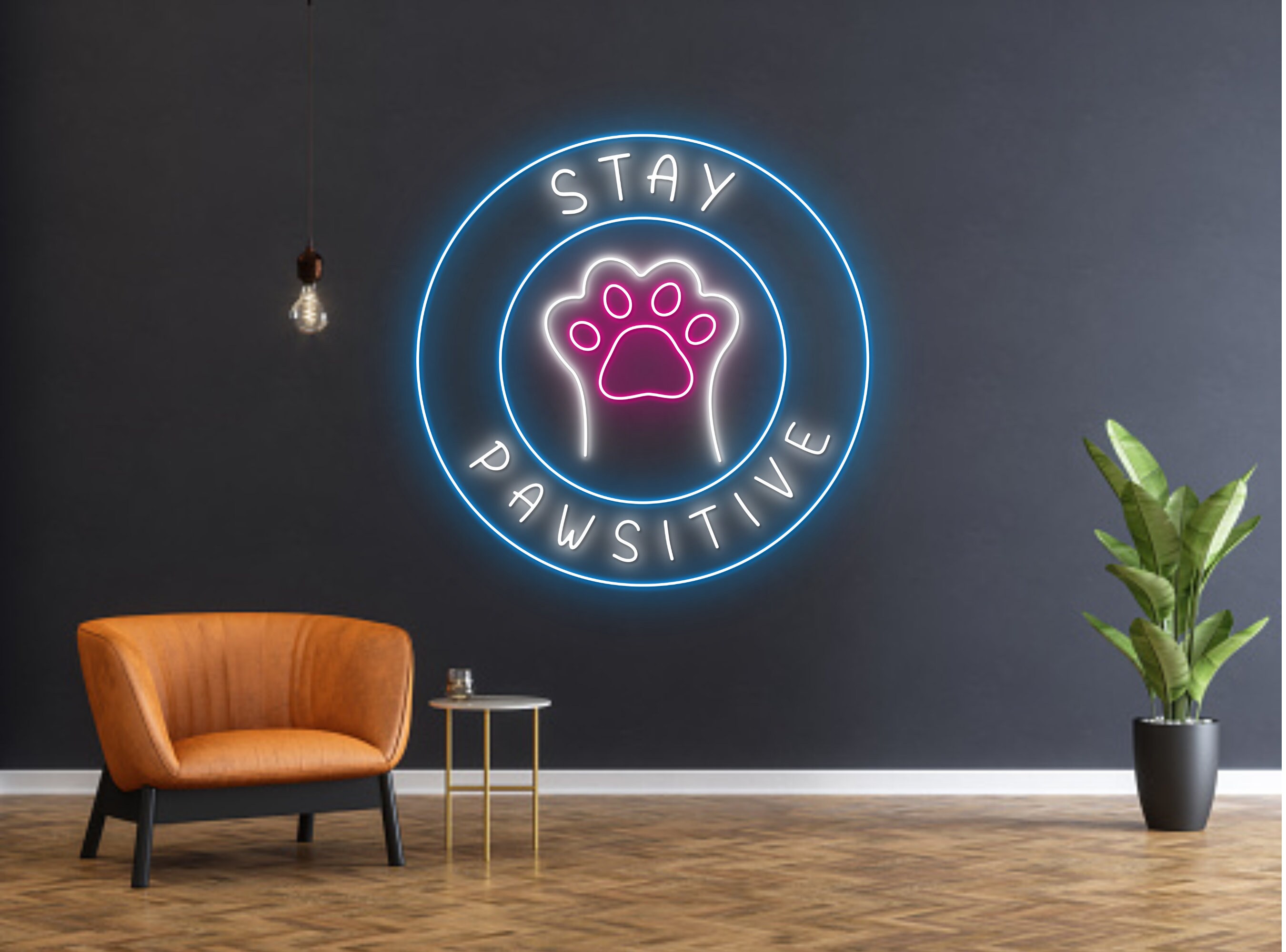 Stay Pawsitive Cat Neon Sign