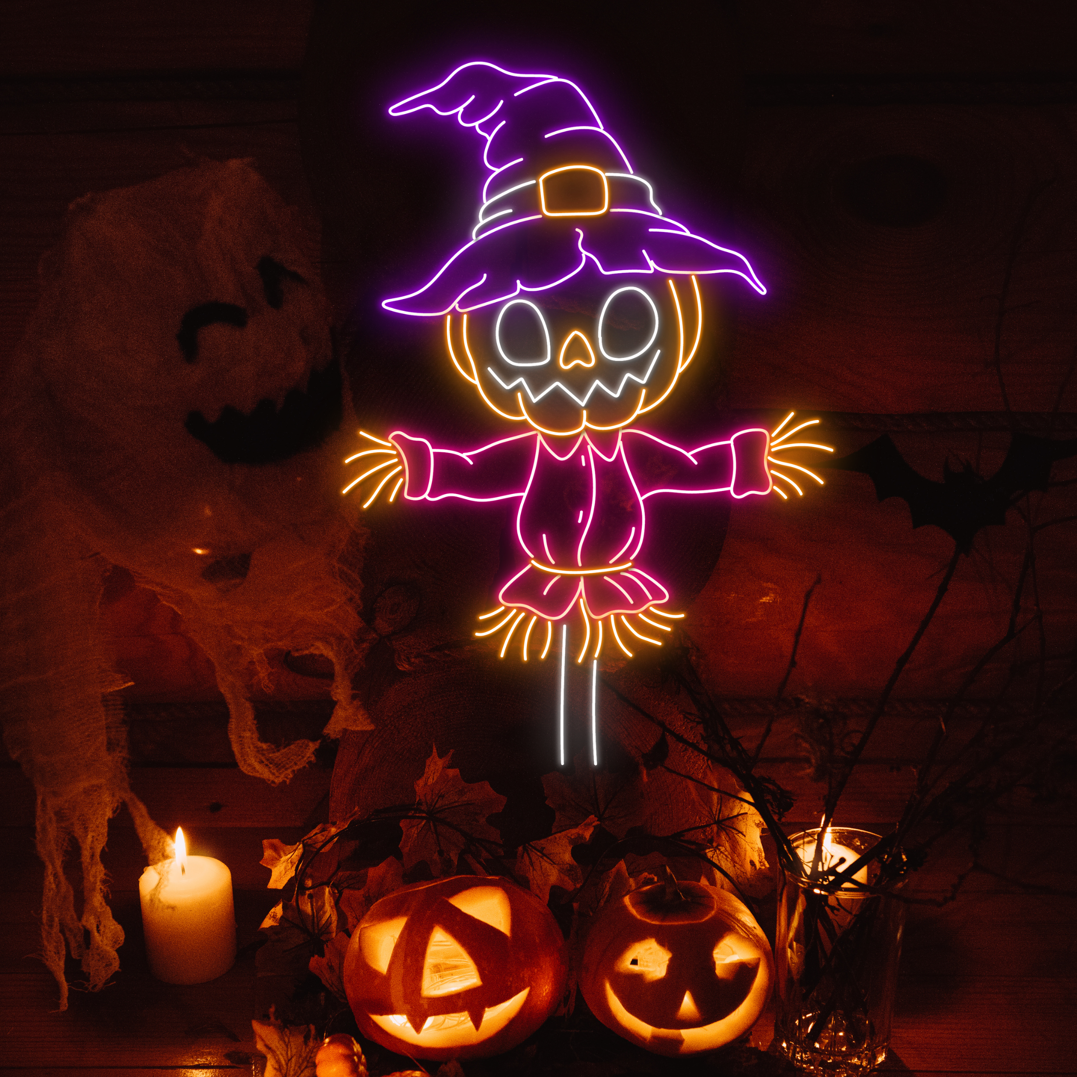 Scarecrow Neon Signs Halloween Long-lasting Light Decor