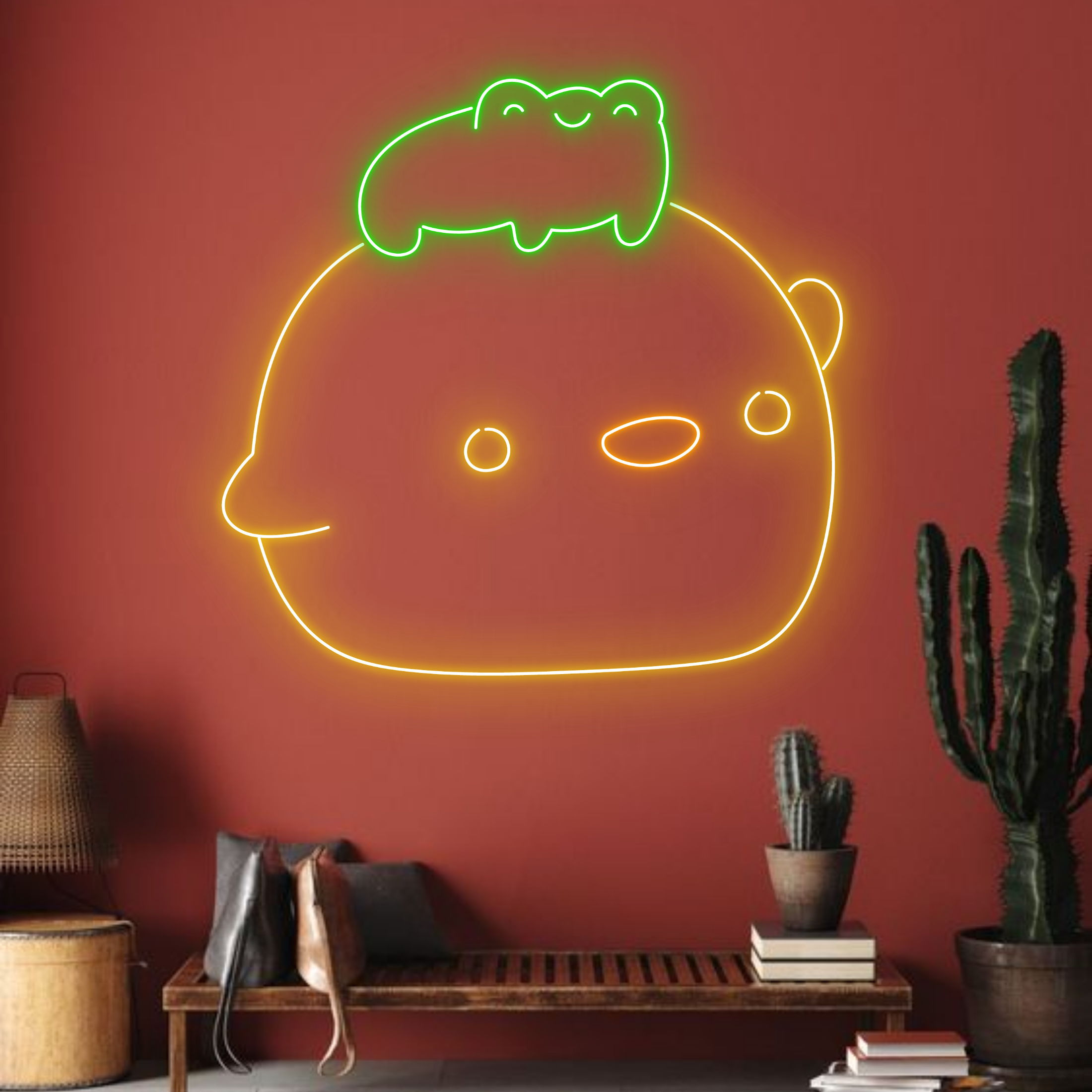 Cute Duck and Frog Neon Sign Animal Long-lasting Wall Decor