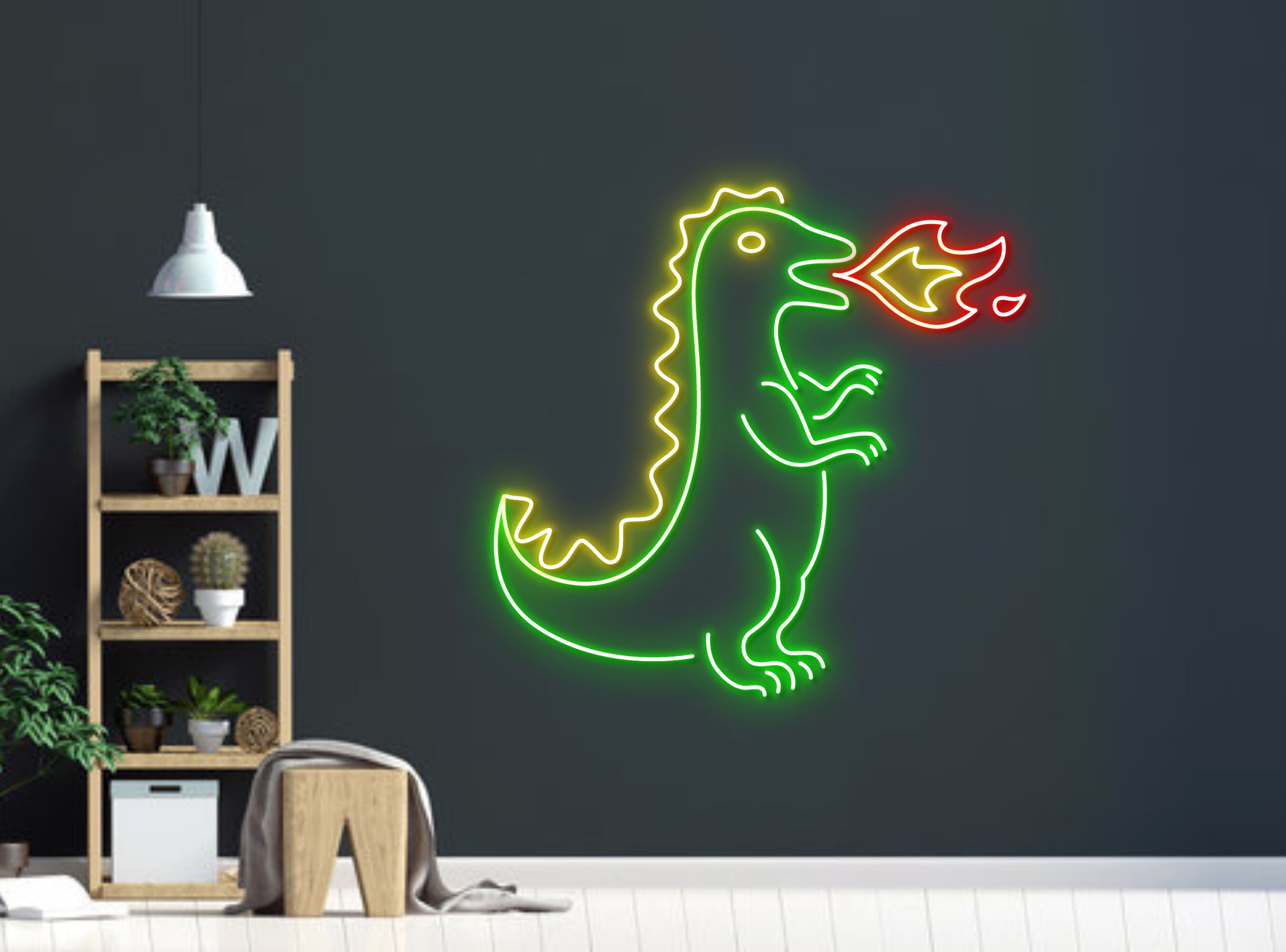 Dinosaur Blow Fire Neon Sign
