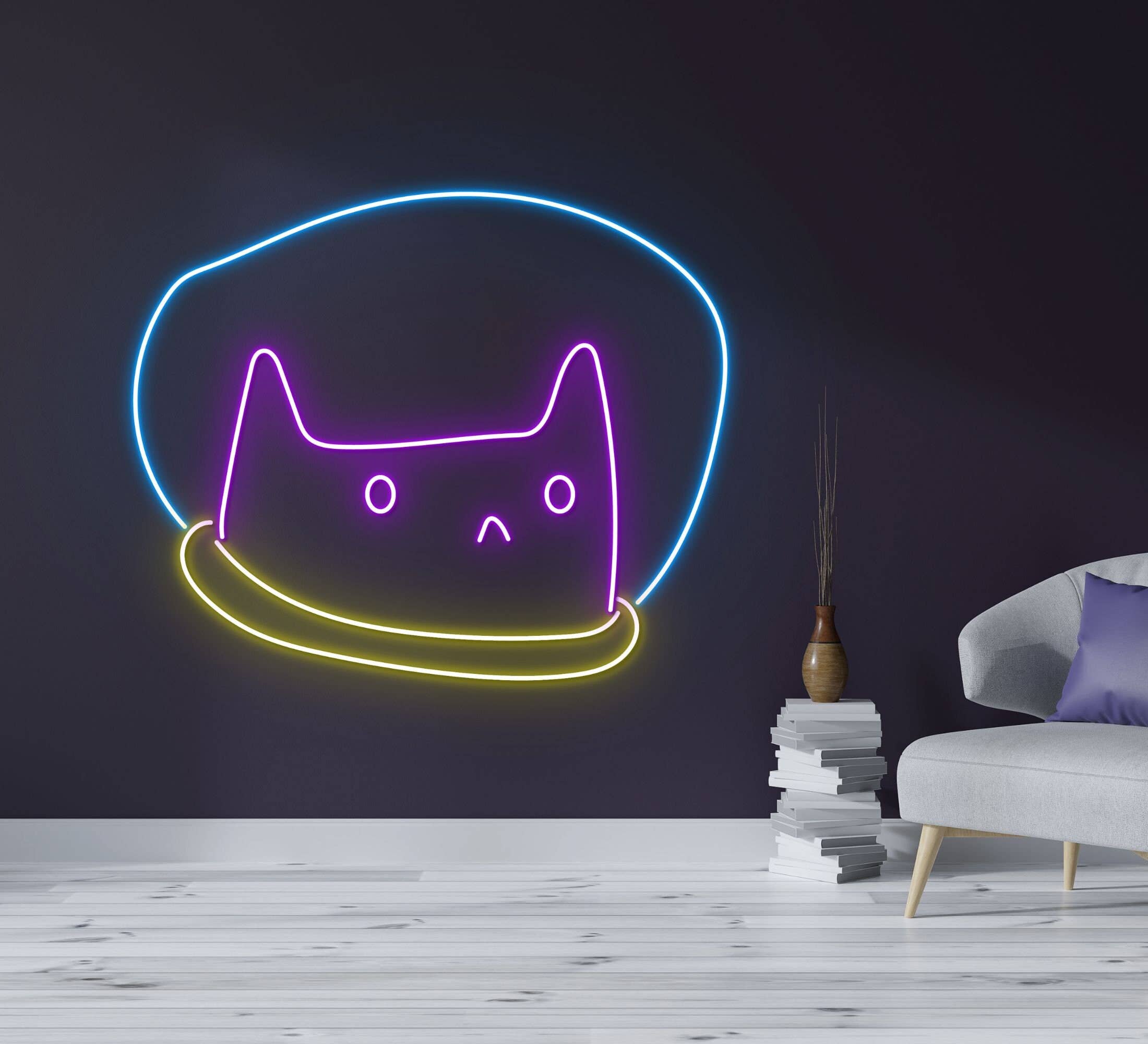 Cat Space Boi Neon Sign Animal Decor for Kids