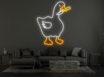 Chibi Duck Keep Knife In Mouth Neon Sign