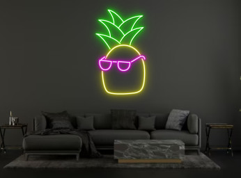 Pineapple with Glasses Neon Sign