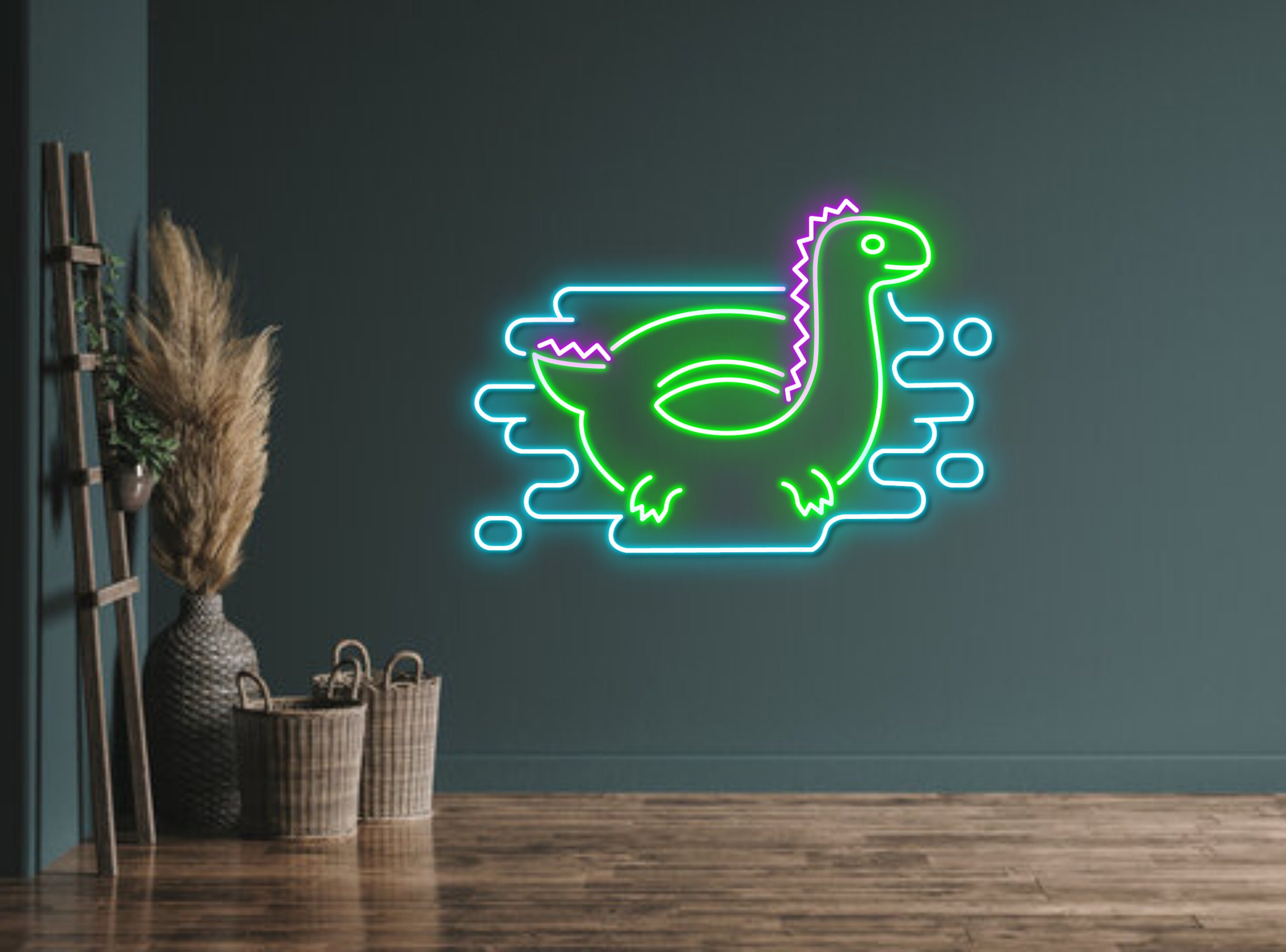Dinosaur Swimming Neon Sign