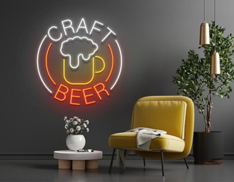 Craft Beer Cup Glass Foam Neon Sign Beer Wall Decor