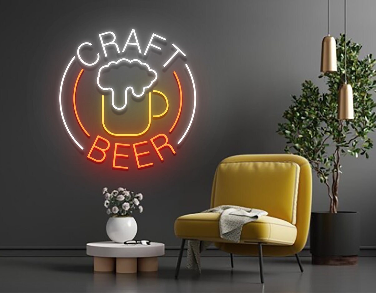 Craft Beer Cup Glass Foam Neon Sign Beer Wall Decor