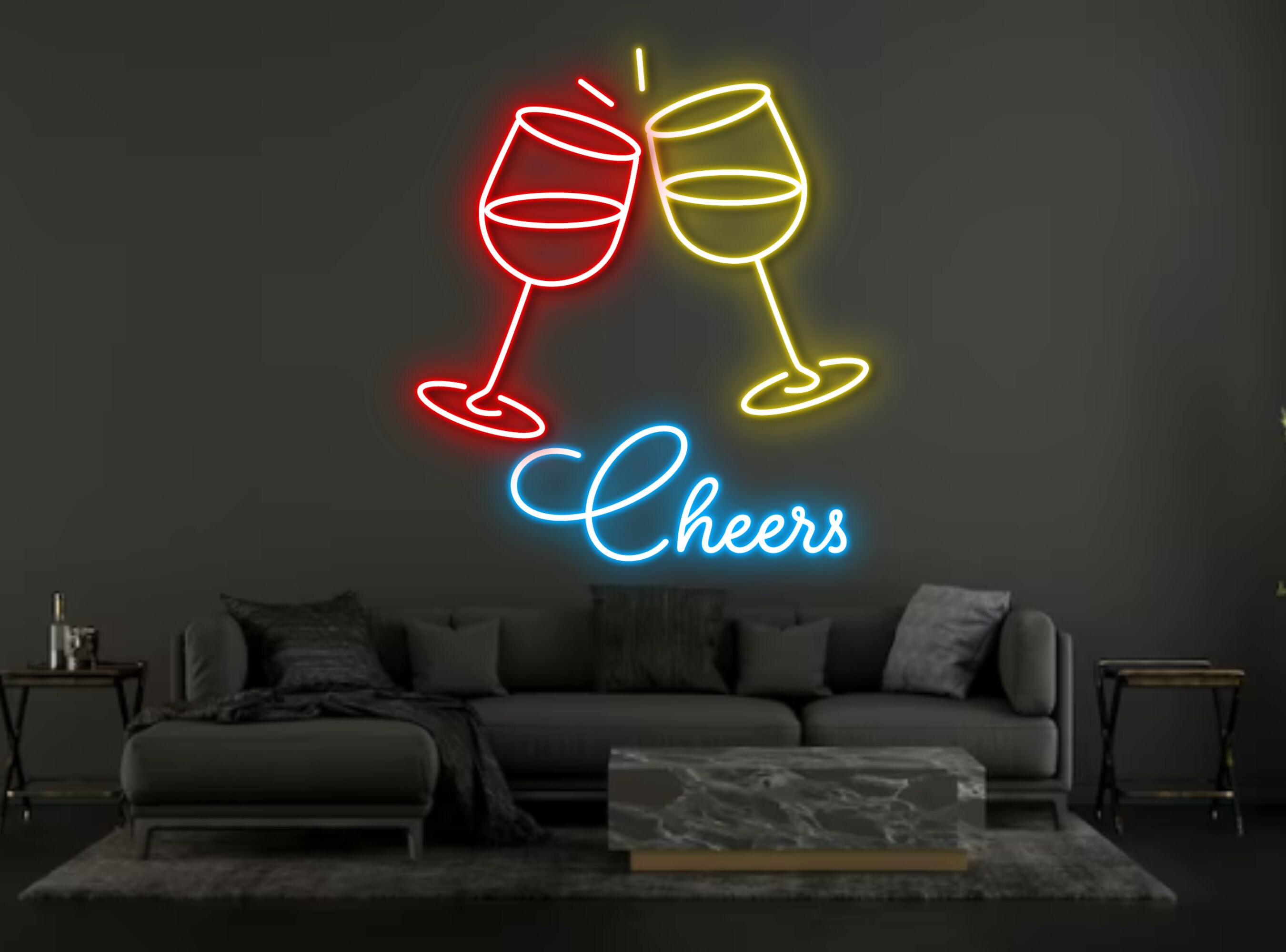 Couple Champagne Glass Party Pub Neon Signs