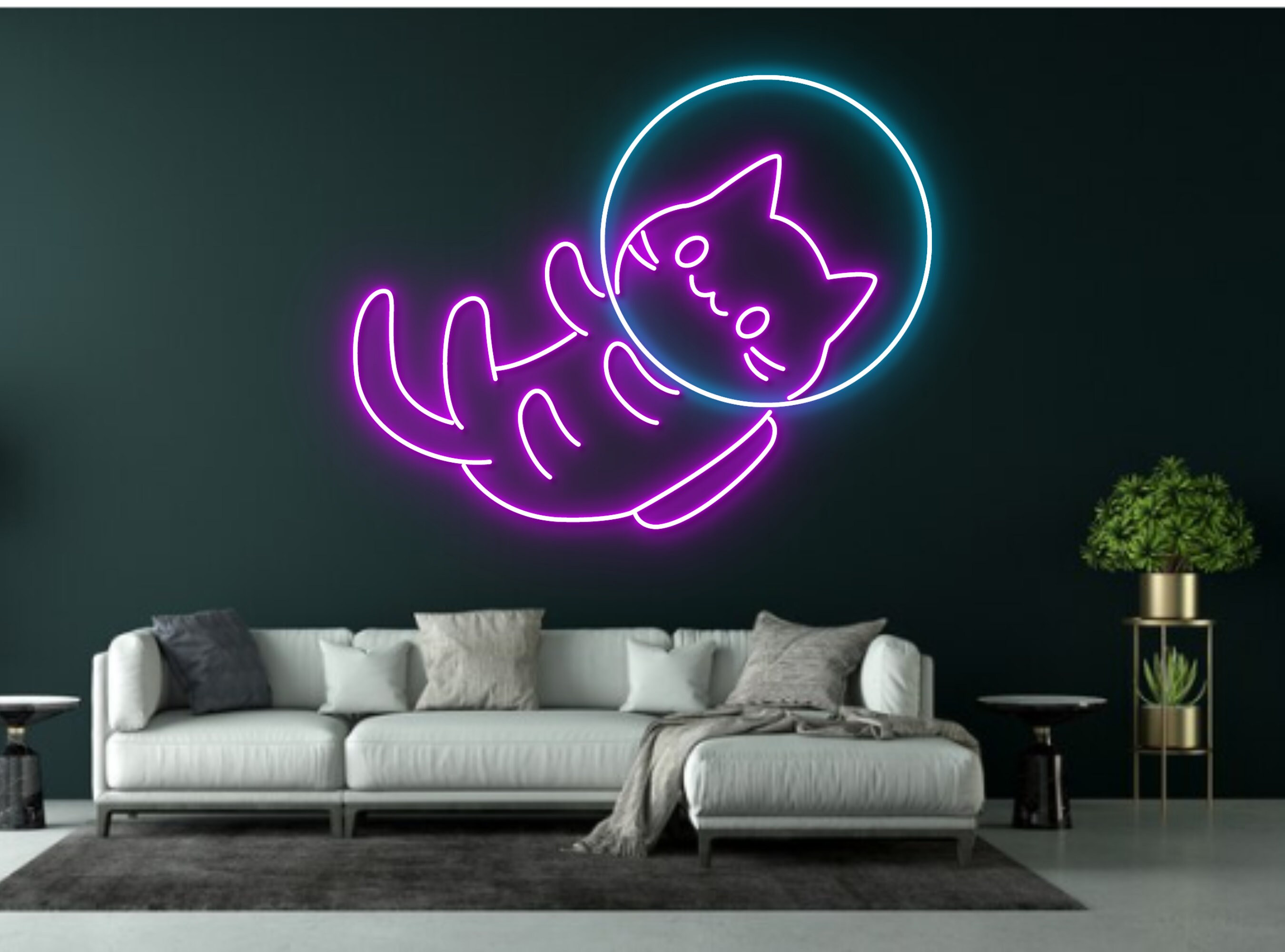 Cute Cat Astronaut Neon Signs Wall Hanging Signage