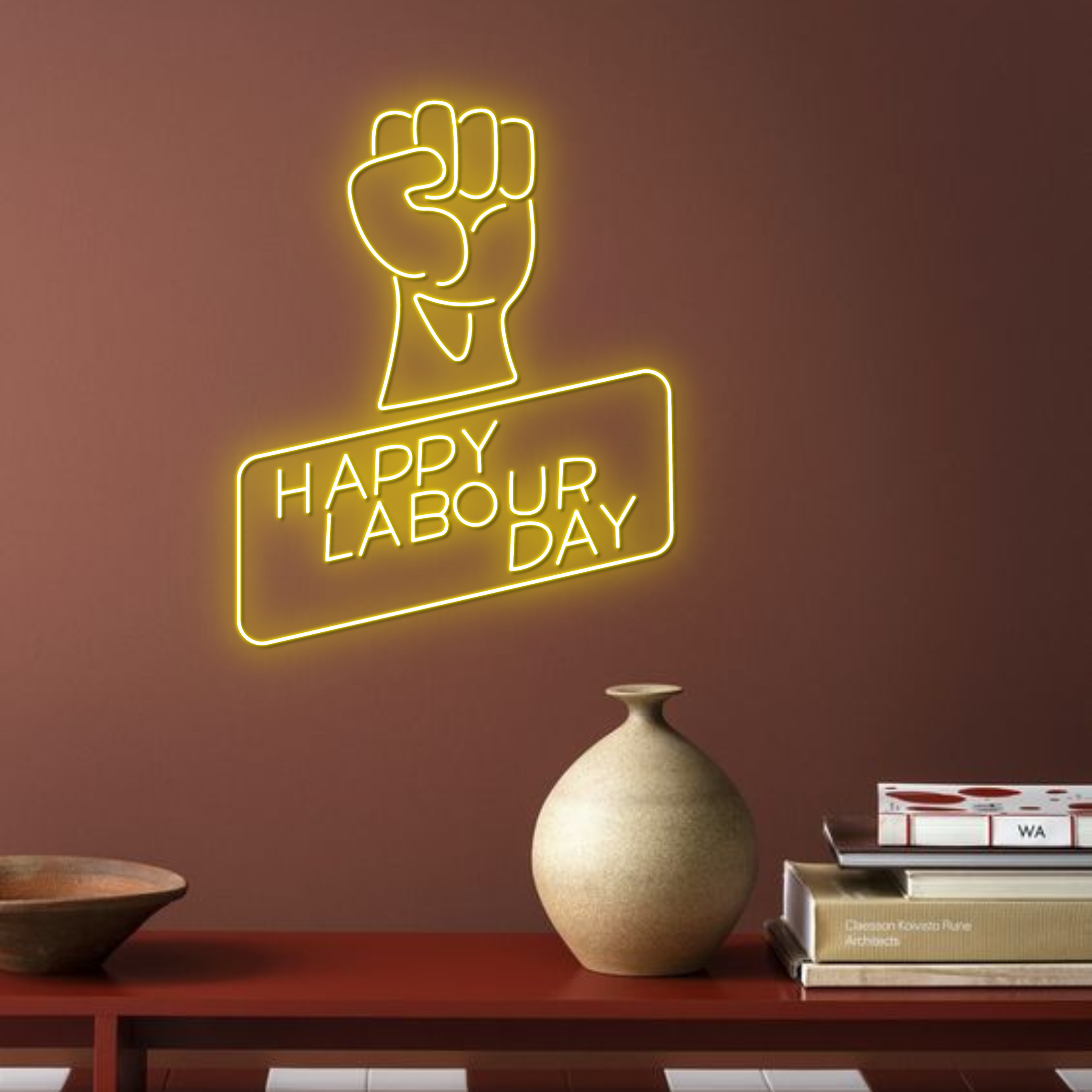 Happy Labour Day Neon Sign Motivation Quote Wall Decor