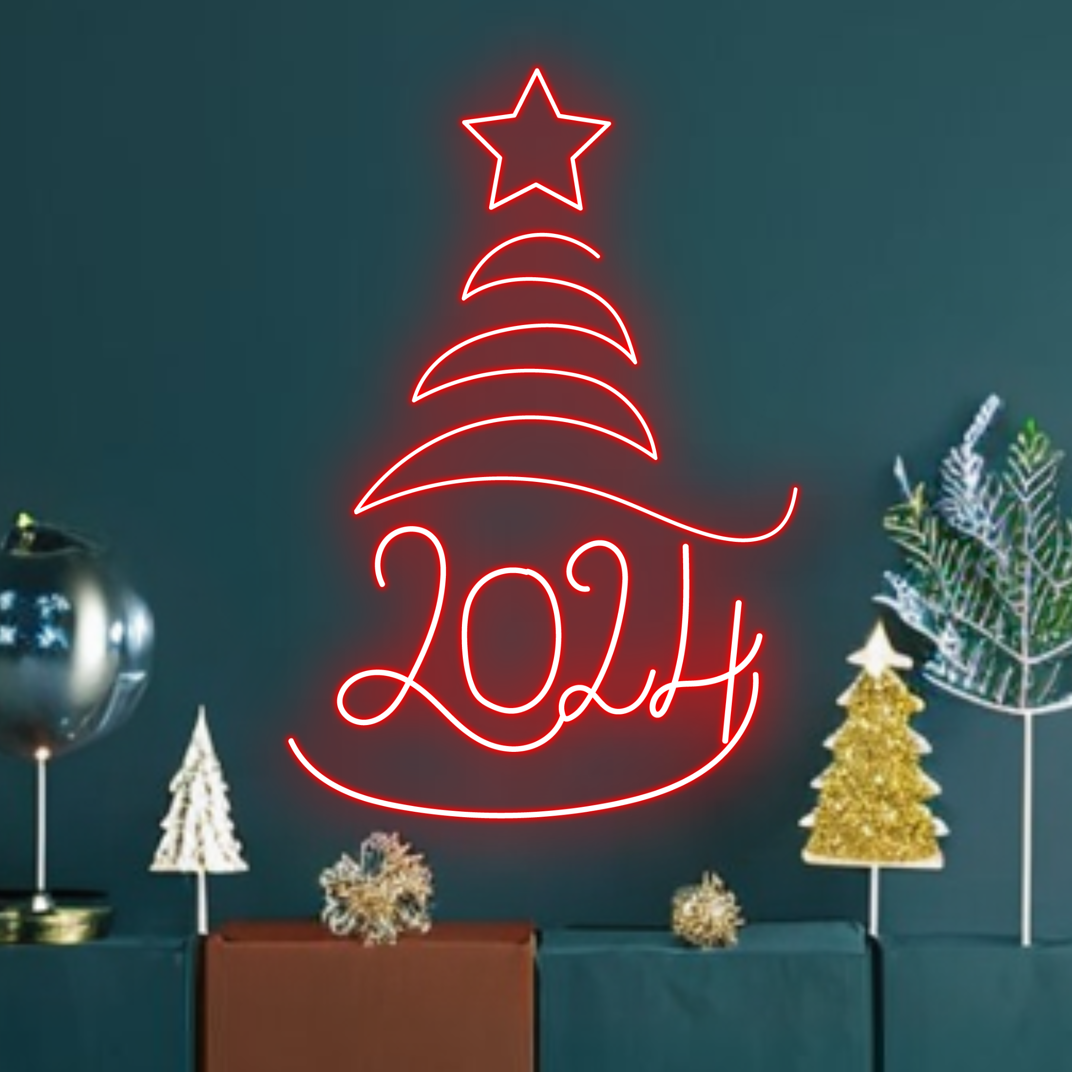 Christmas Tree 2024 Neon Signs Christmas and New Year Decor