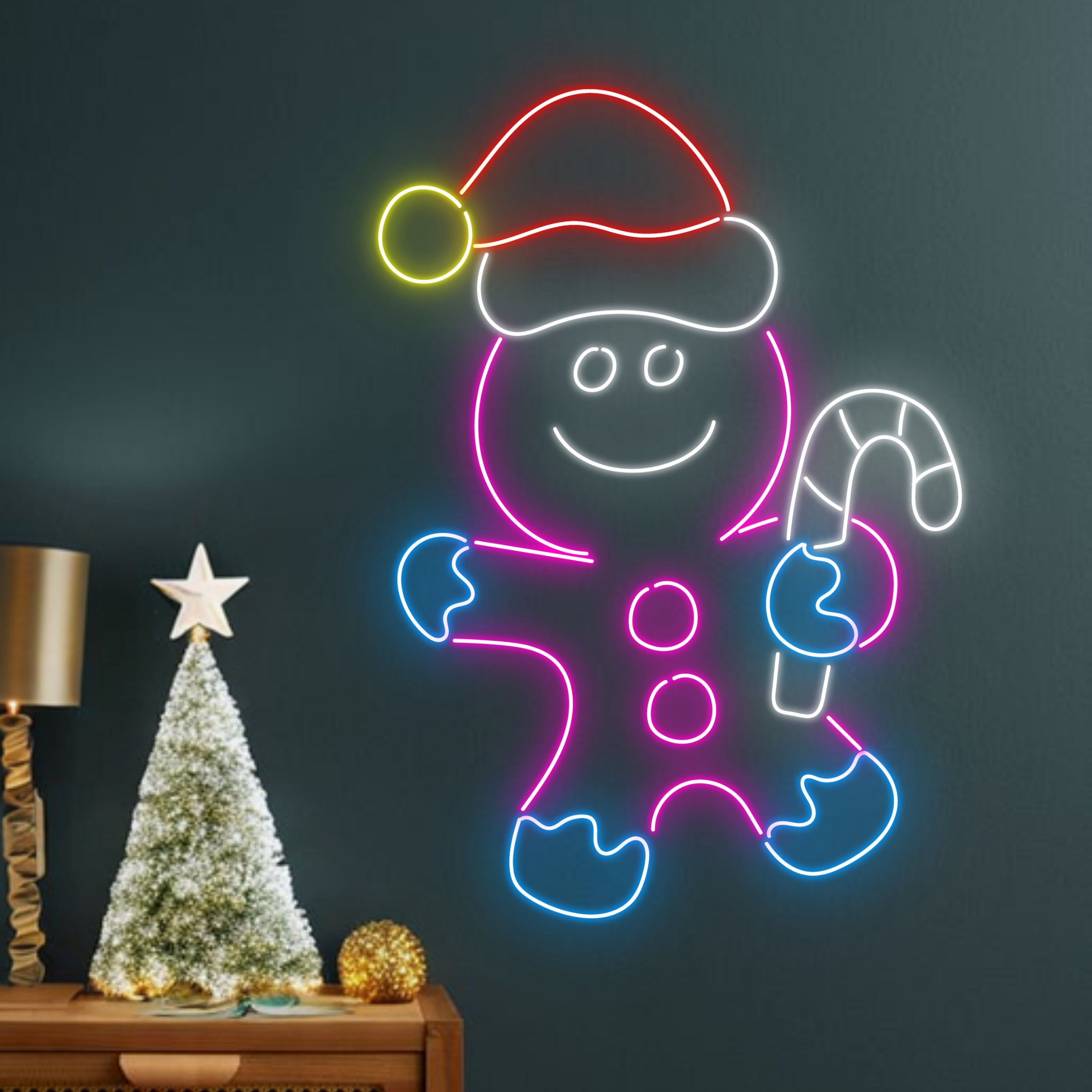 Gingerbread Man Neon Sign Christmas Long-Lasting Light Decor