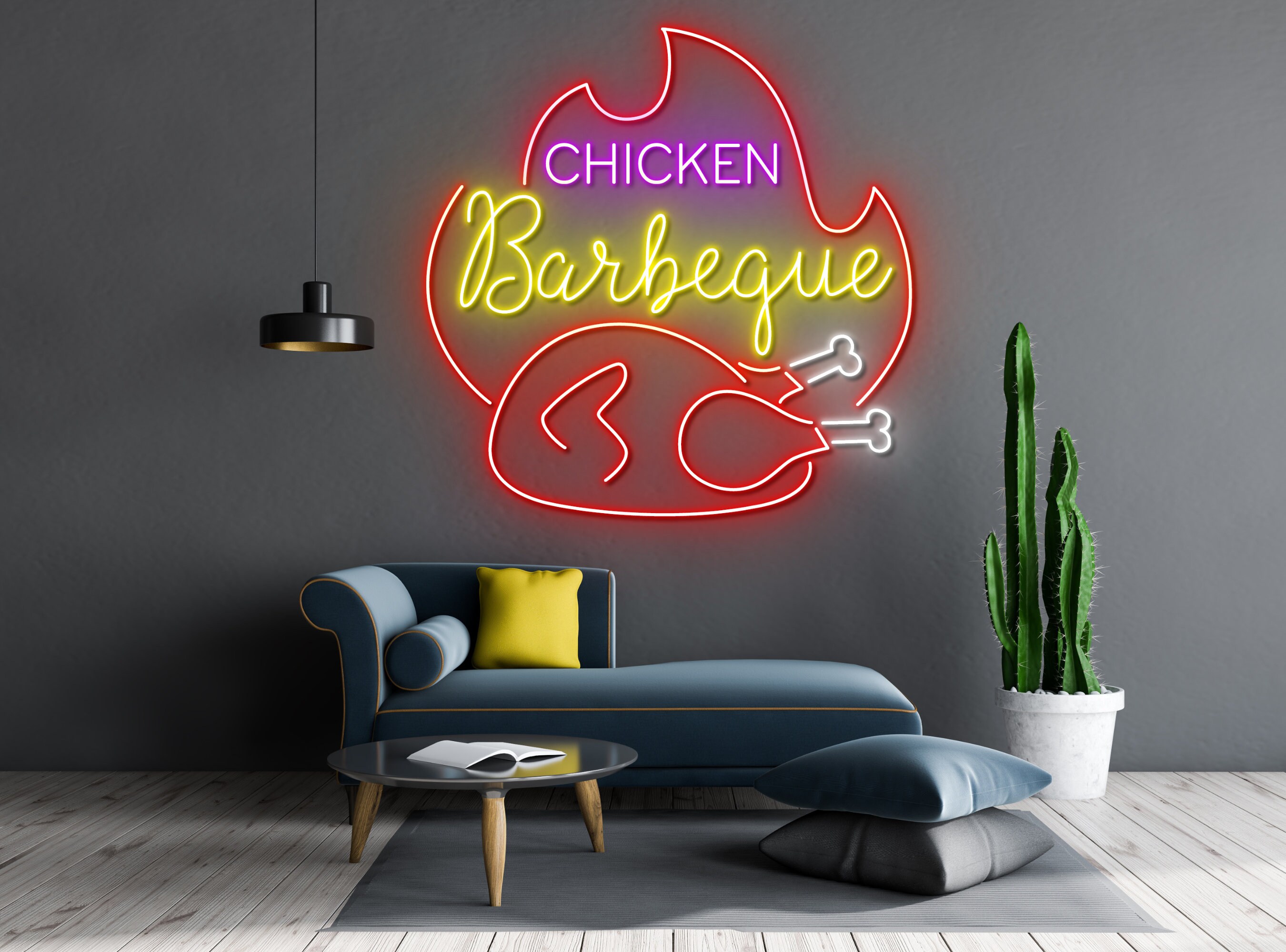 Chicken BBQ Restaurant Neon Sign