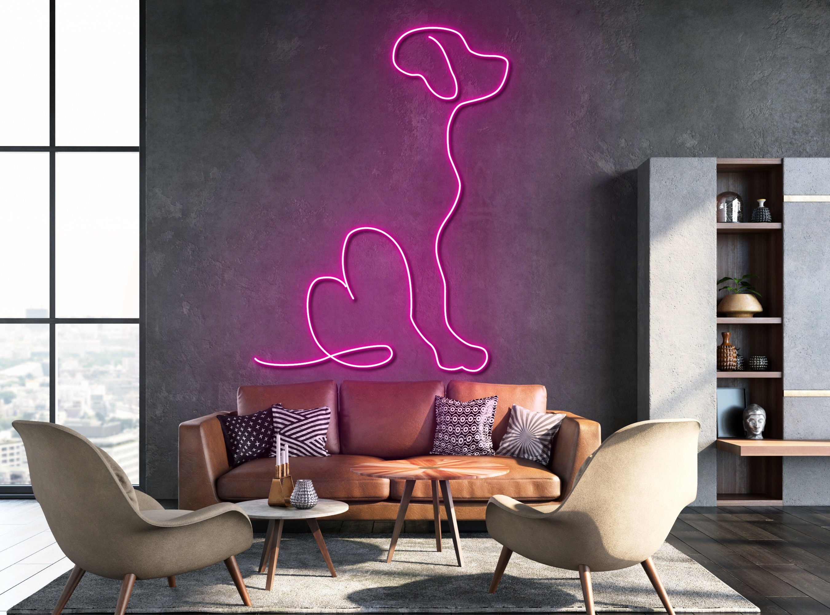 Golden Dog Neon Sign Wall Decoration