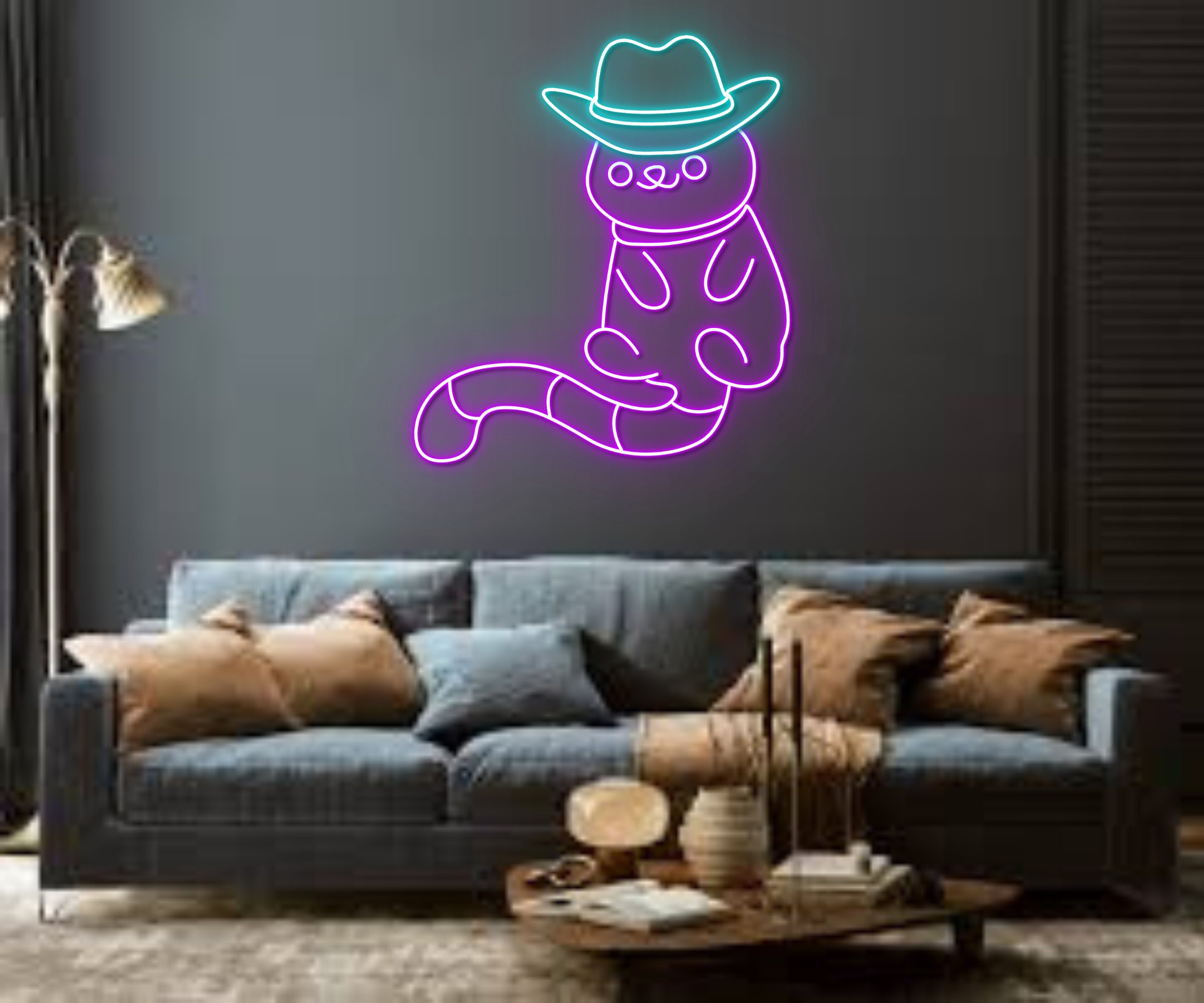 Cool Cat Cowboy Hat Neon Sign Wall Decoration Gift