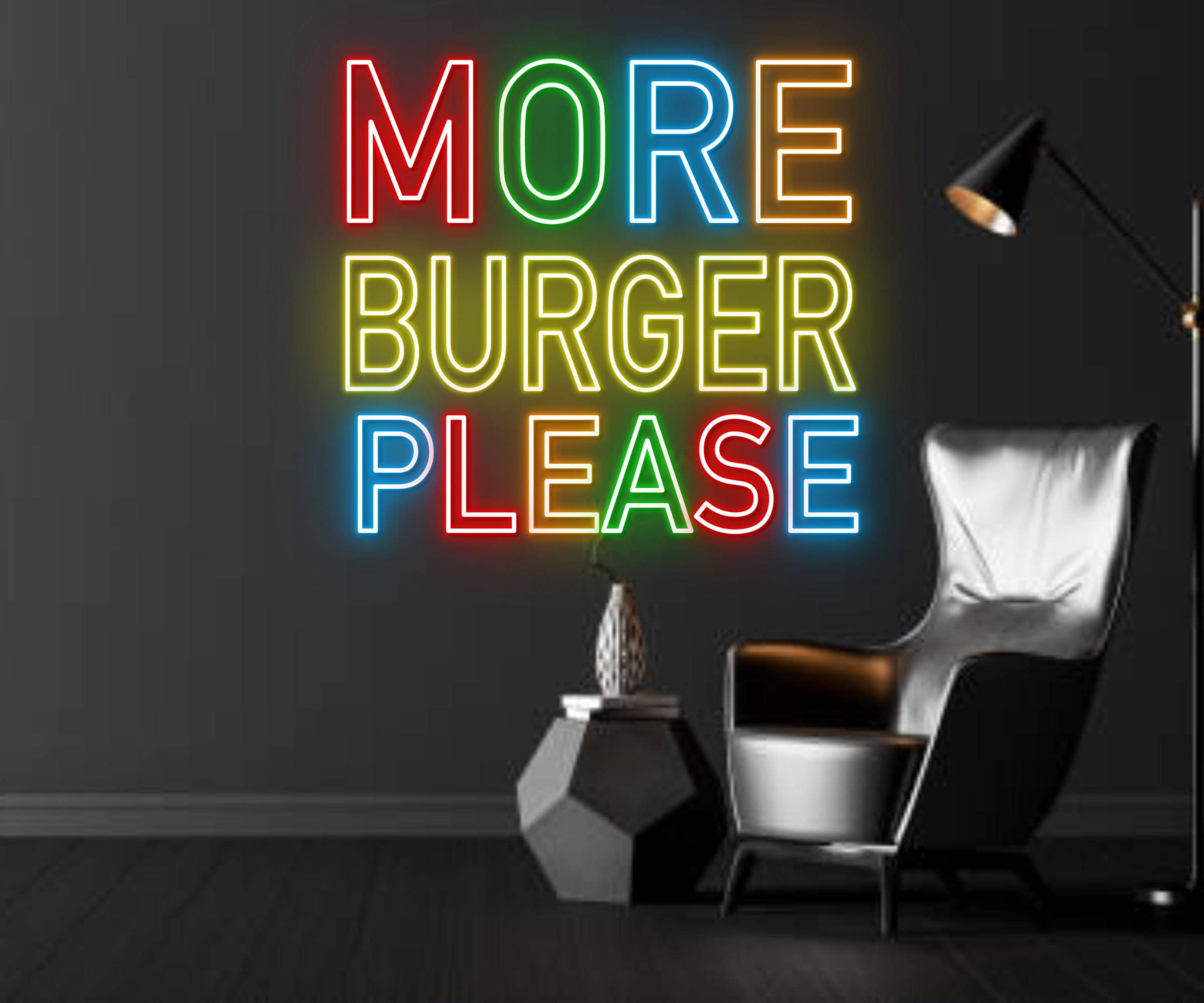 More Burger Please Neon Sign Burger Signboard Decor
