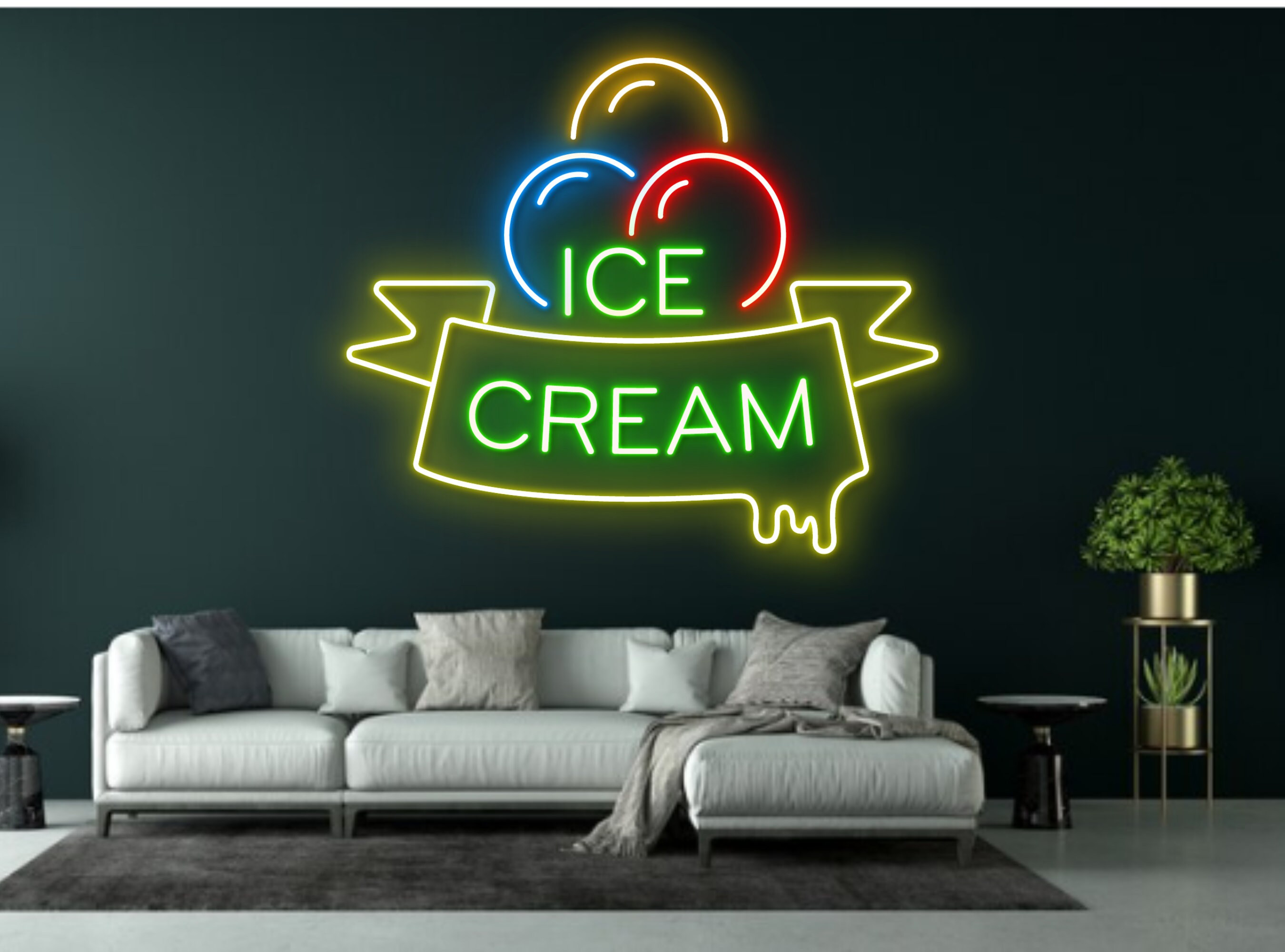 Ice Cream Neon Sign Wall Art Decoration