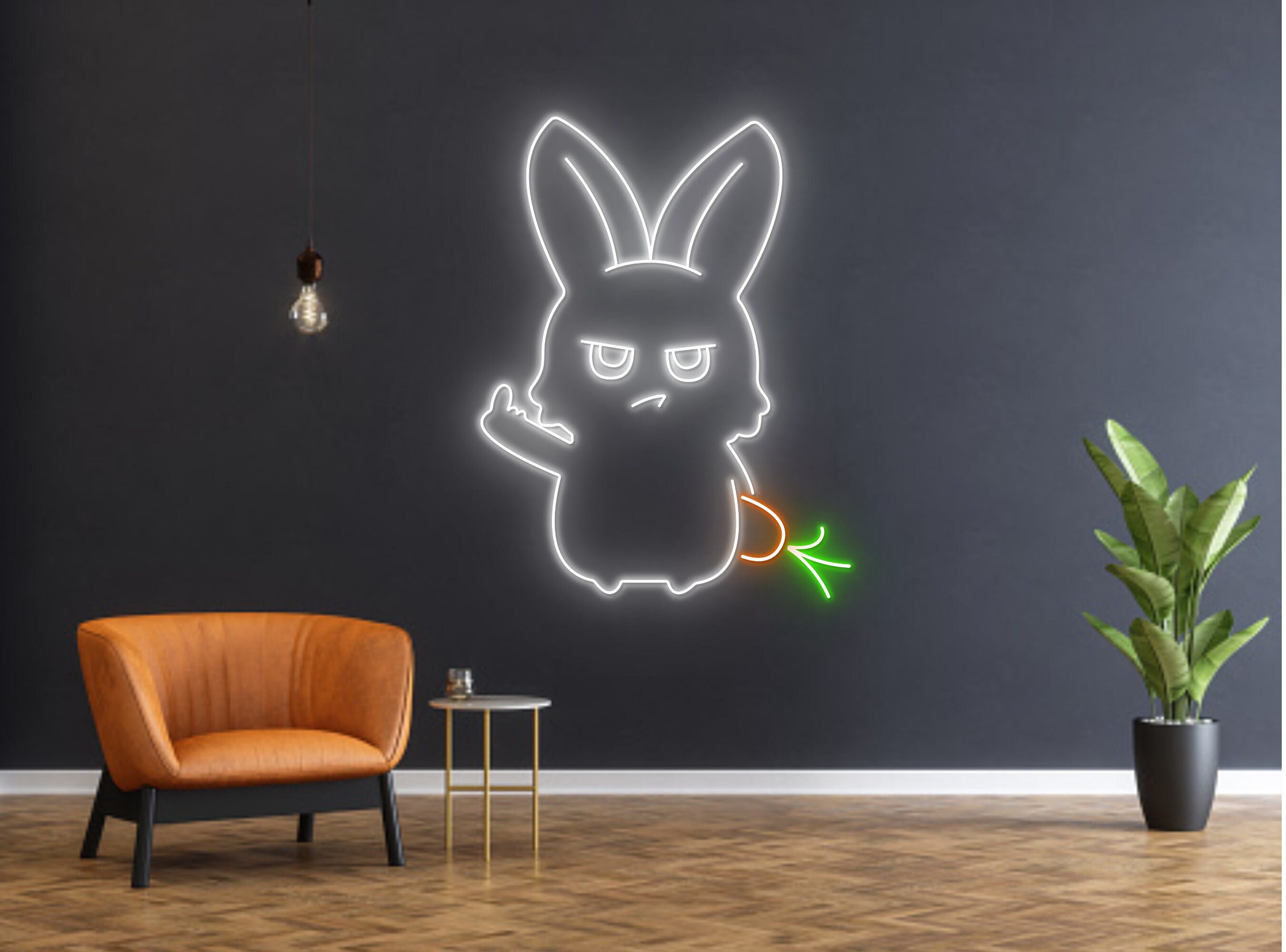 Angry Bunny Rabbit Neon Sign