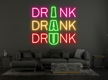 Drink Drunk Drank Beer Bottle Glass Neon Sign