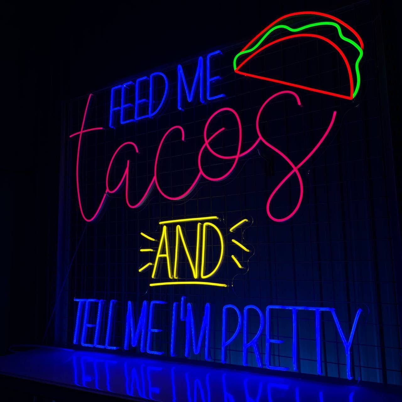 Feed Me Tacos Neon Sign Restaurant Wall Decor Signboard