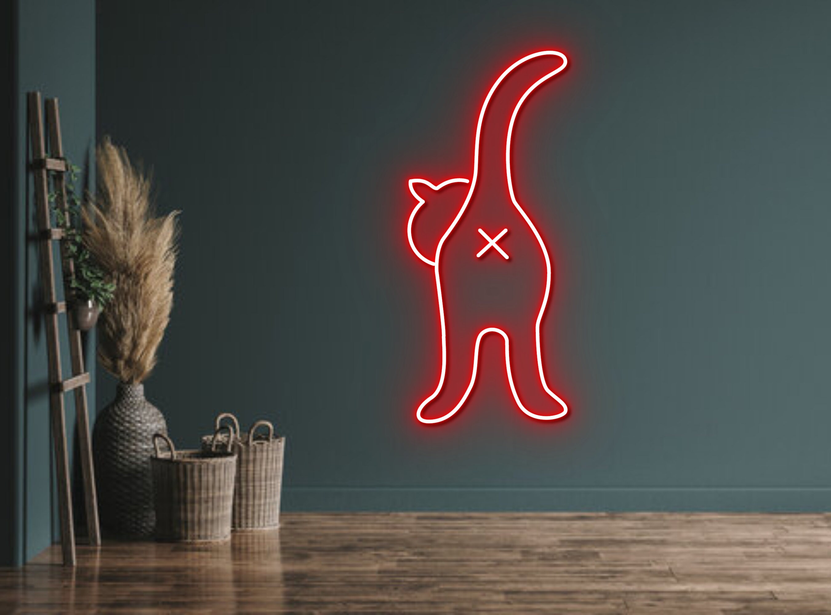 Cat Butt Line Art Neon Sign Decor Gift