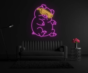 Pig Glasses Neon Sign