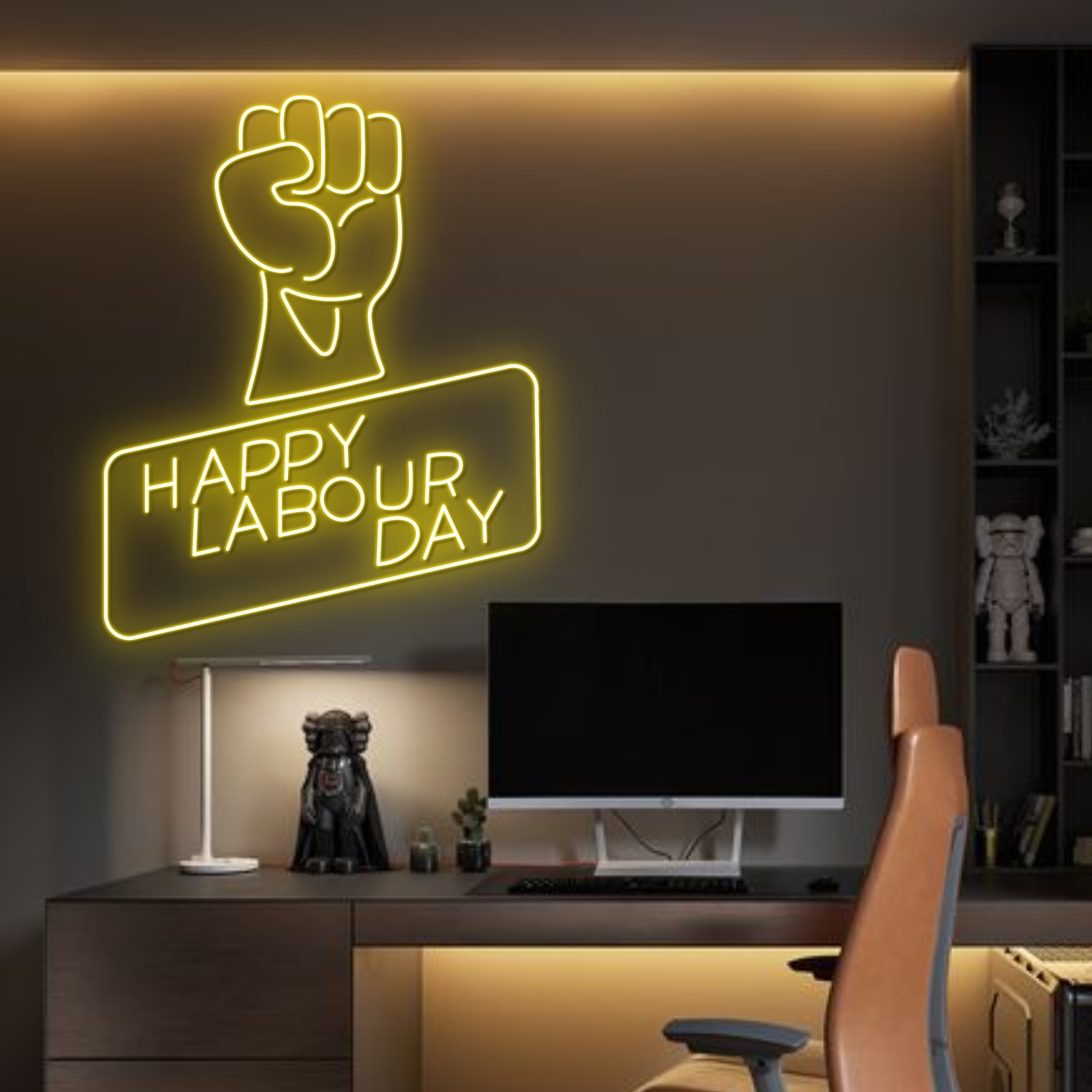 Happy Labour Day Neon Sign Motivation Quote Wall Decor