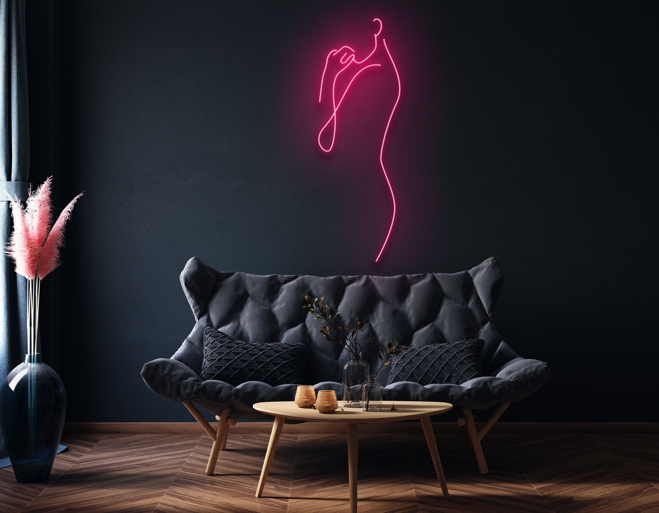Beautiful Body Back Woman Line Art Neon Signs