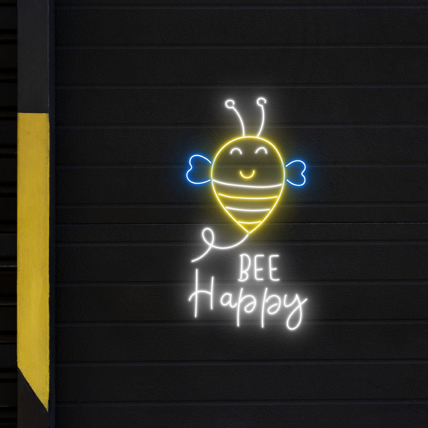Bee Happy Neon Sign Funny Quote Wall Art Decor