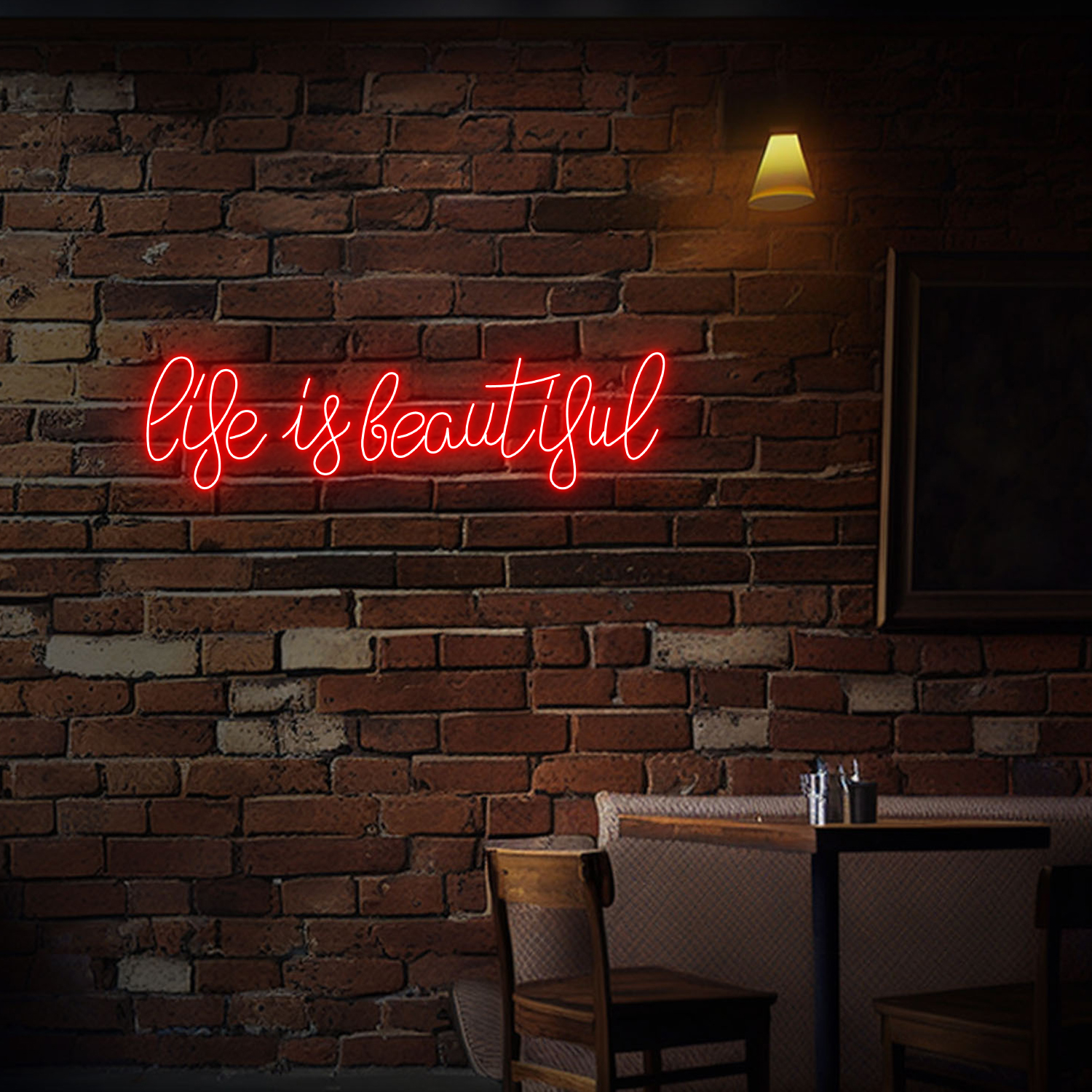 Life Is Beautiful Neon Sign Motivational Quote Wall Art Decor
