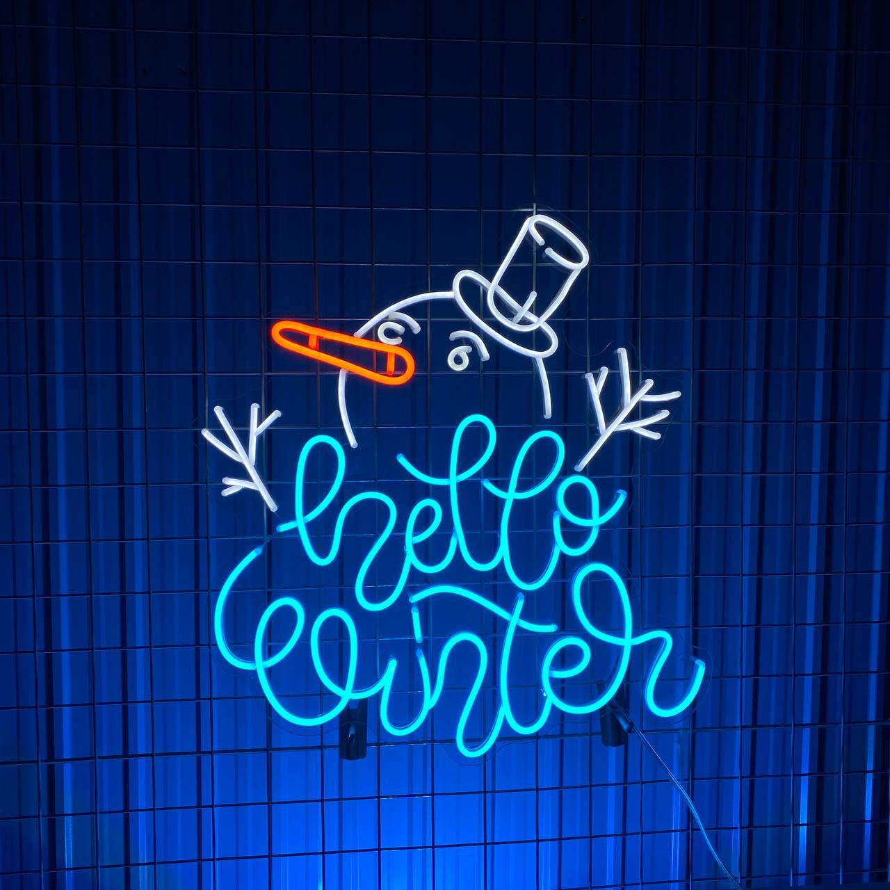 Hello Winter Snowman Neon Signs Christmas Holiday Decor