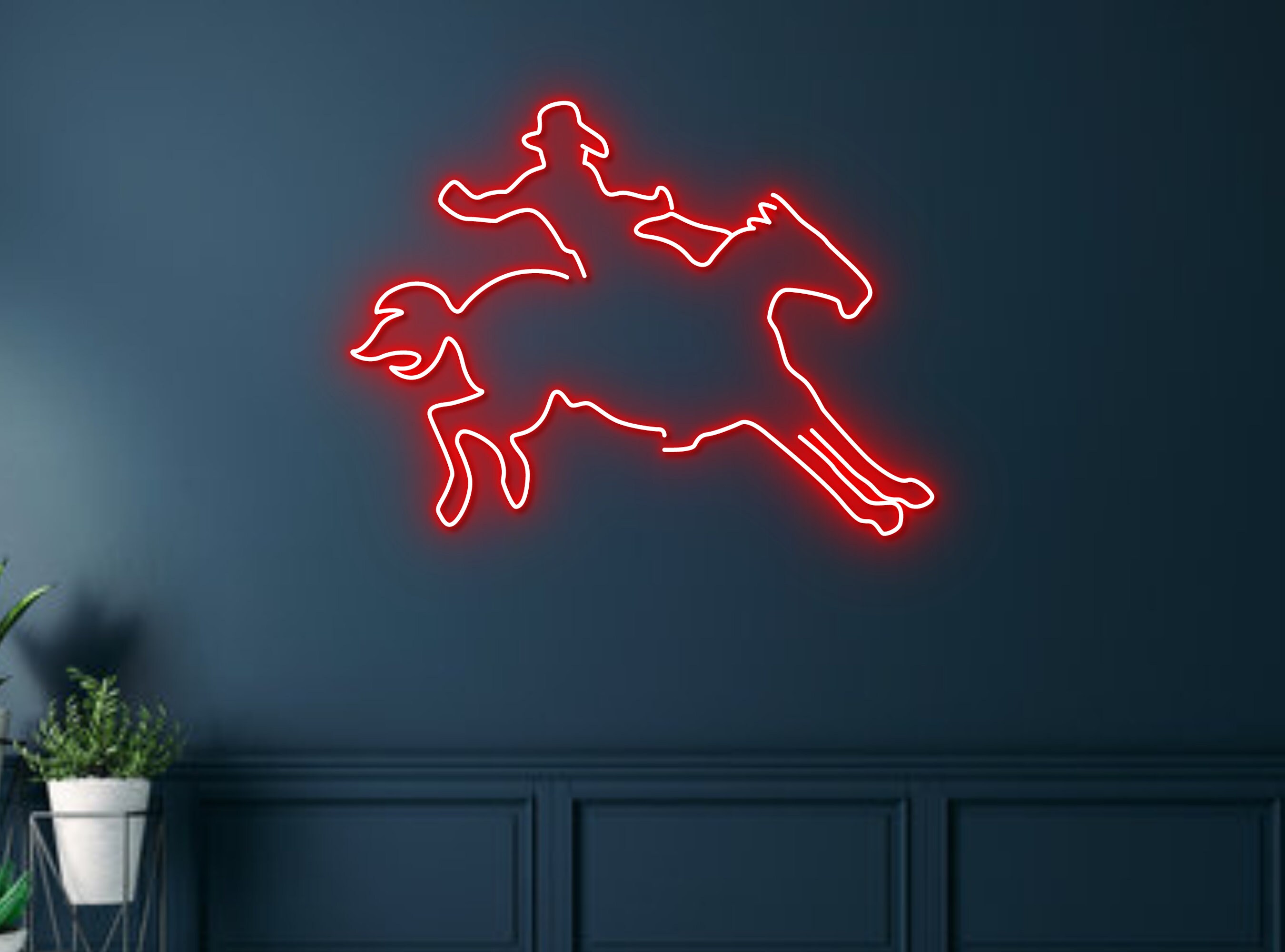 Cowboy Riding Horse Neon Sign Hanging Sign Wall Art
