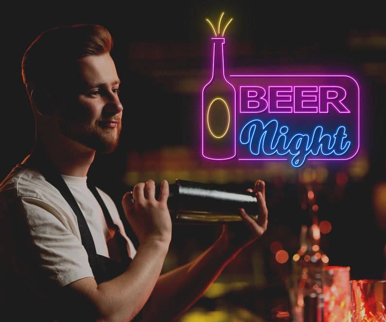 Beer Night Bars Restaurant Neon Sign Decor