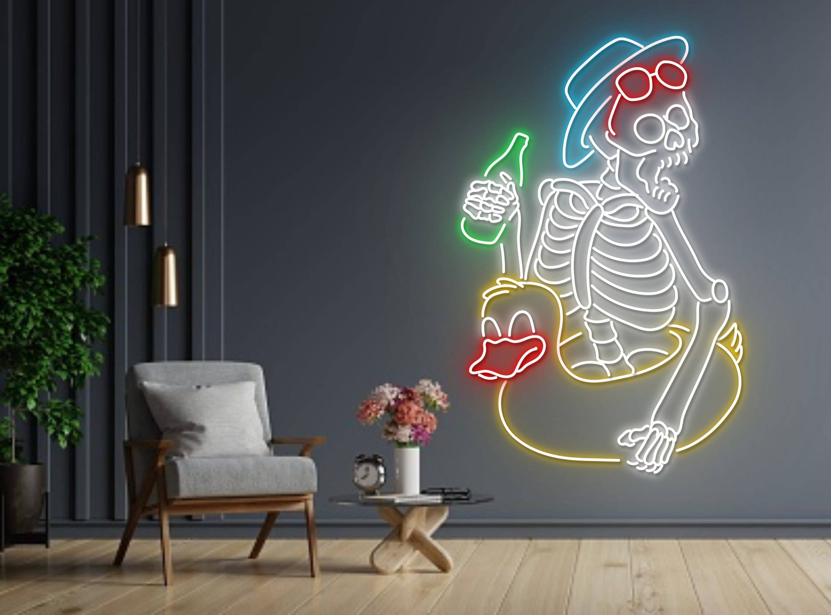 Skull Drink Beer Neon Sign Halloween Party Decor