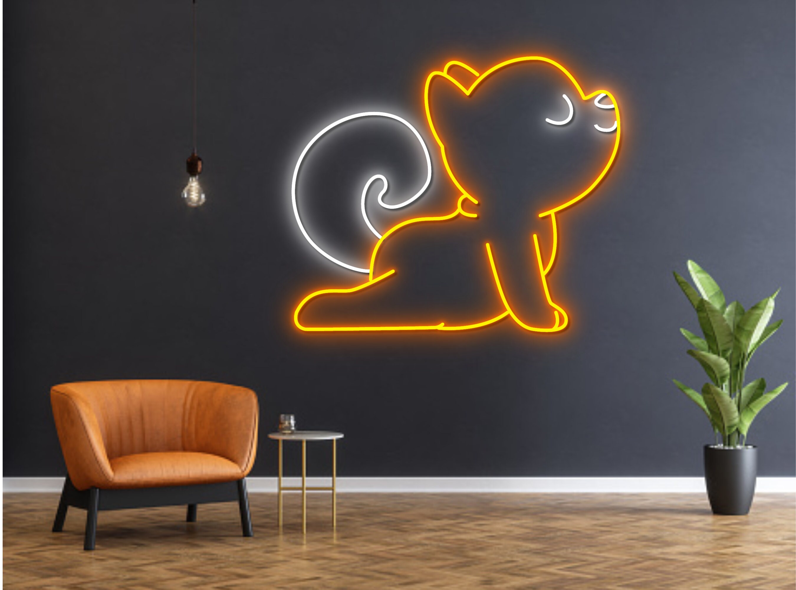 Chibi Dog Yoga Pose Neon Sign
