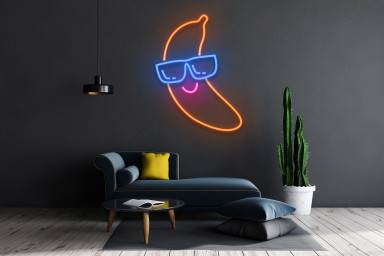 Banana With Glasses Neon Sign