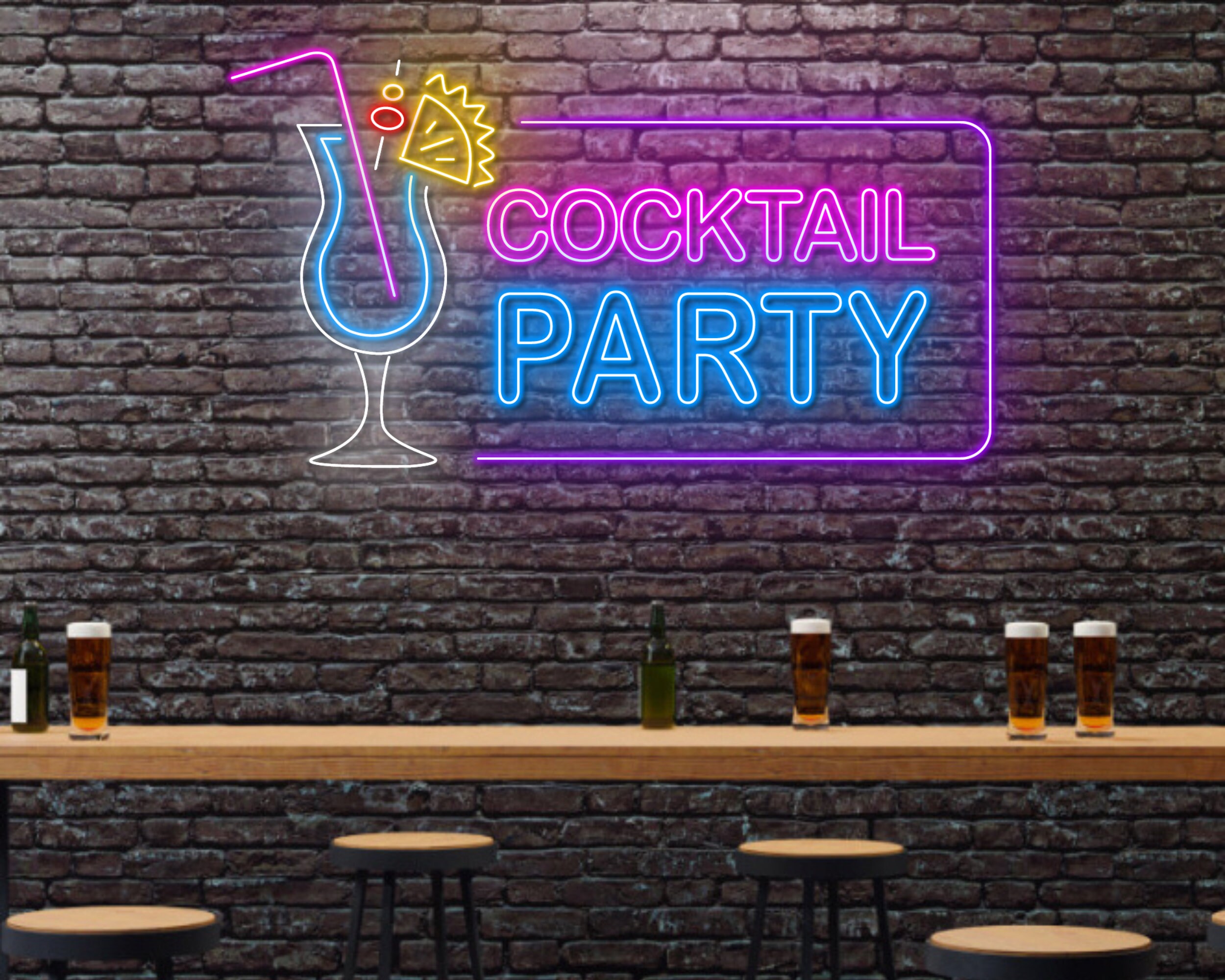 Cocktails Party Bar Pub Neon Signs Decor Gift