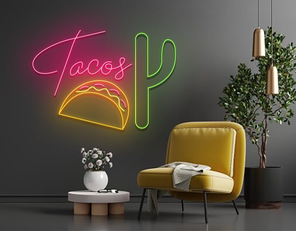 Taco Neon Sign Mexican Food Art