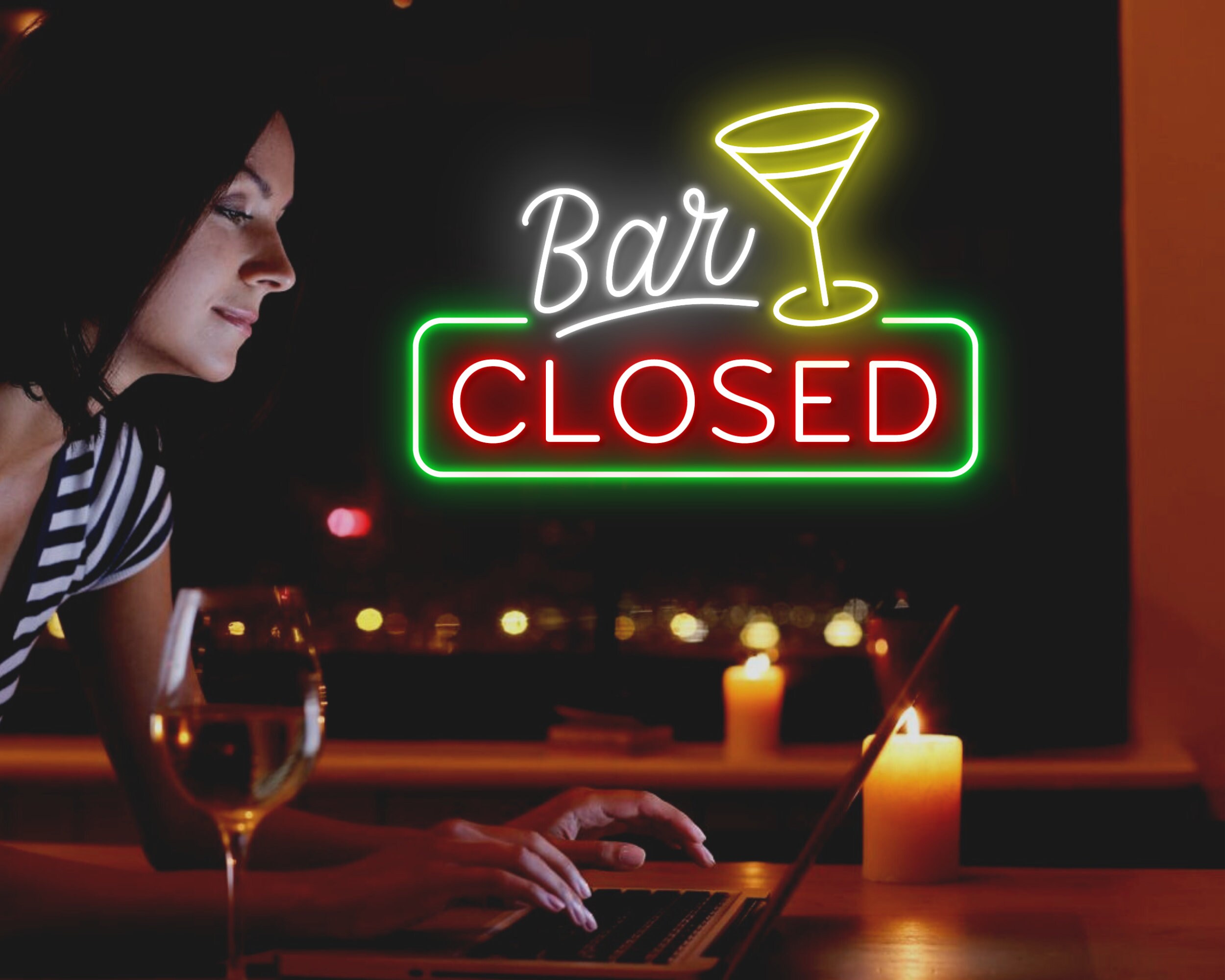 Bar Close Neon Signs Decor Business Woman Man Cave