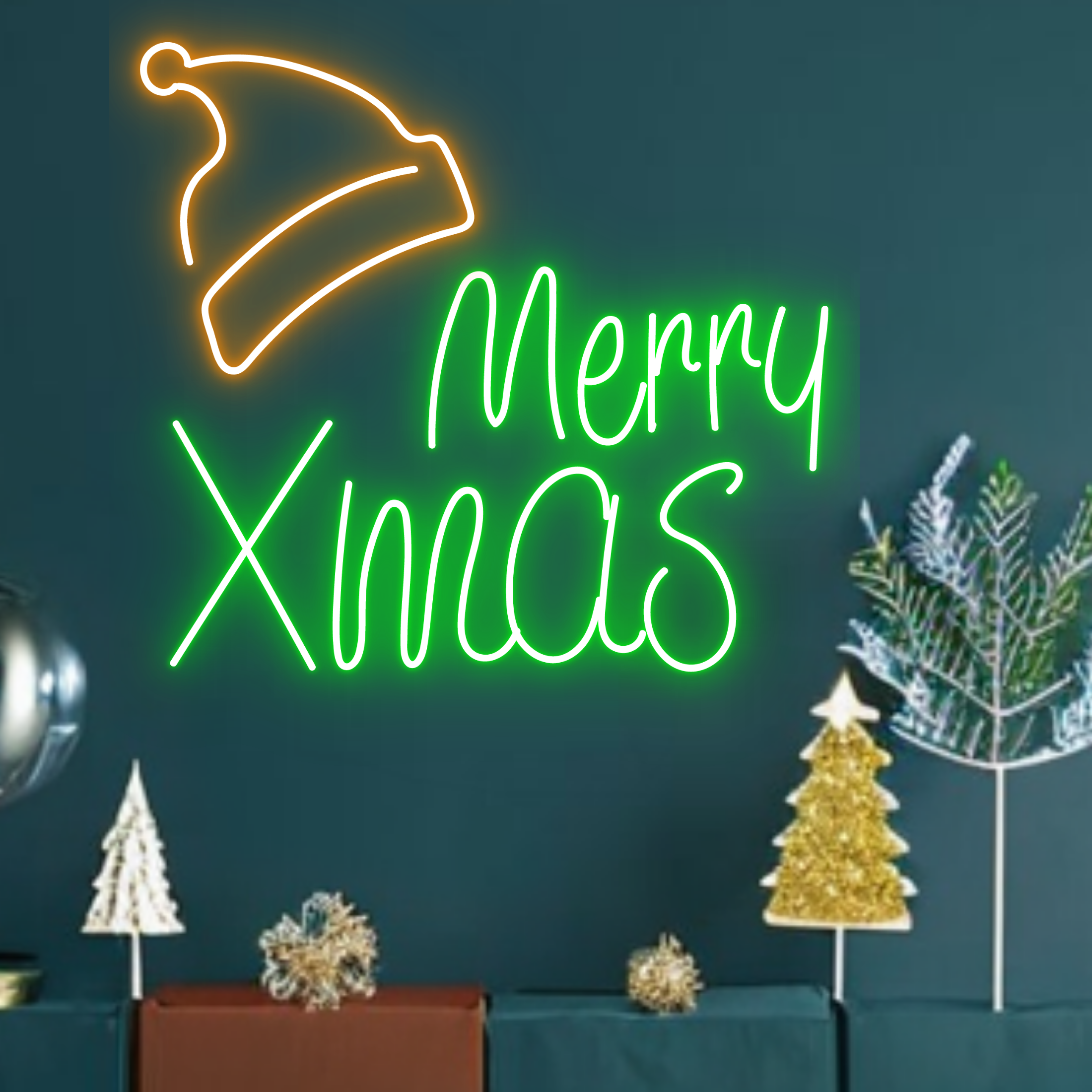 Christmas Gift Box Neon Sign Christmas Set Decor