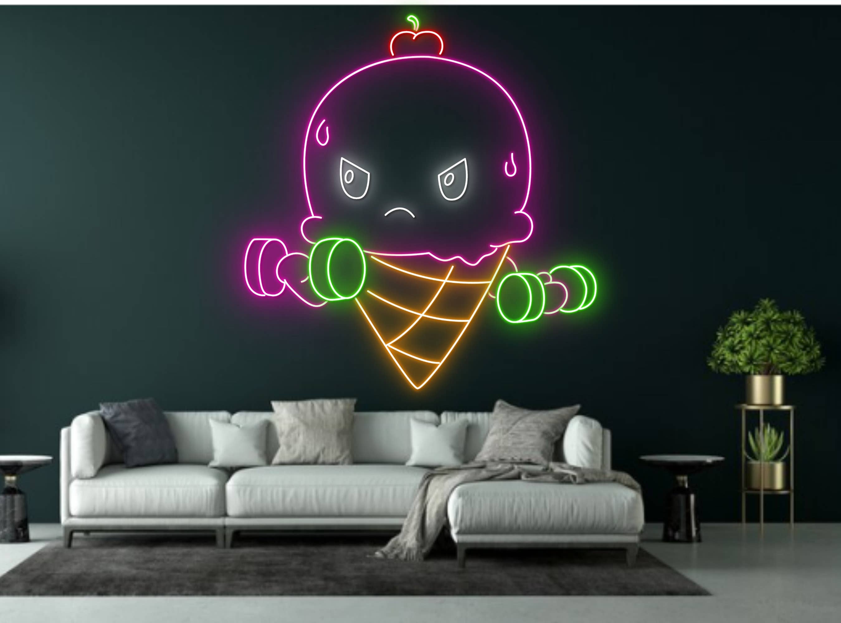 Ice Scream Lift The Weight Neon Sign