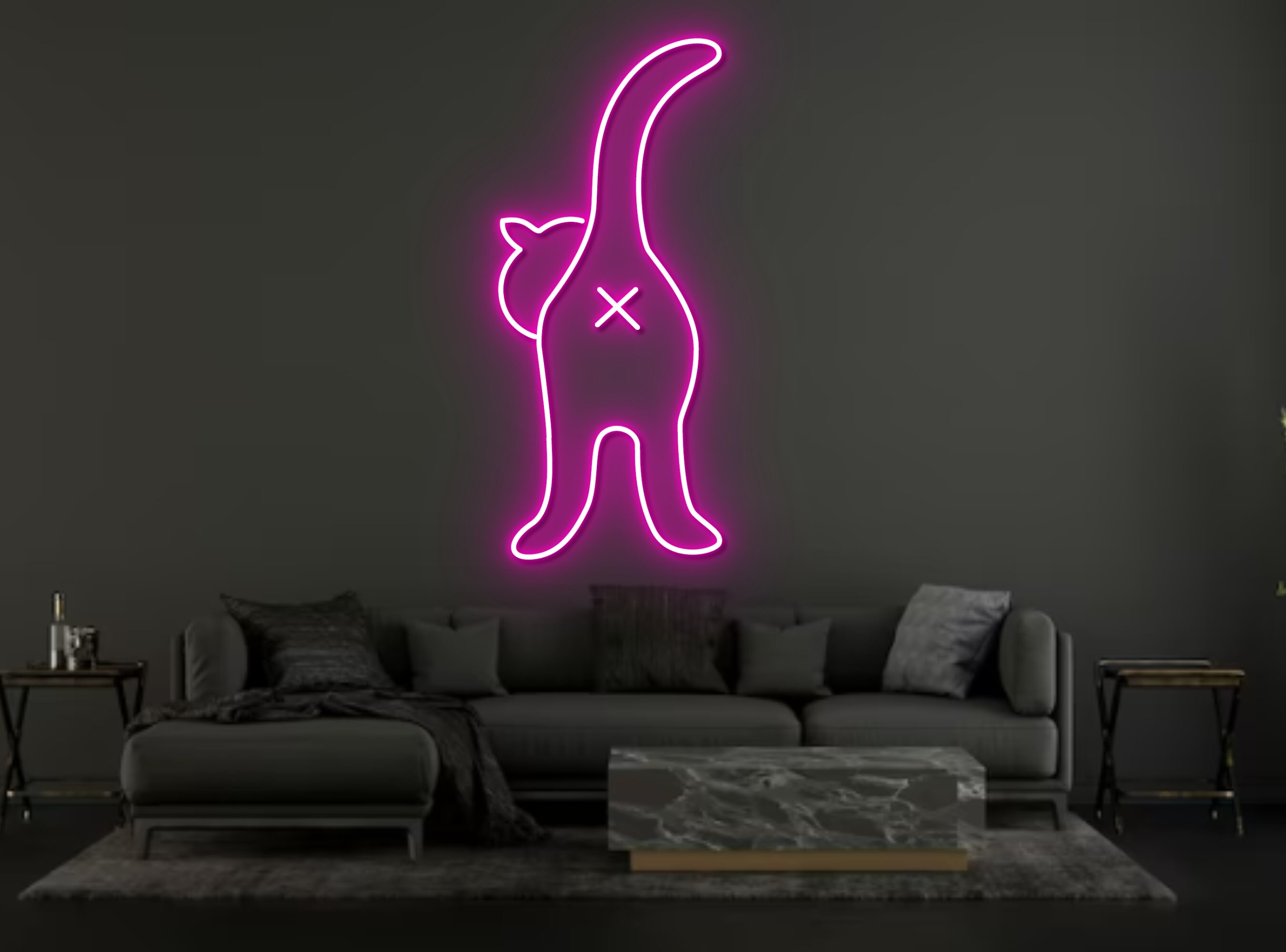 Cat Butt Line Art Neon Sign Decor Gift