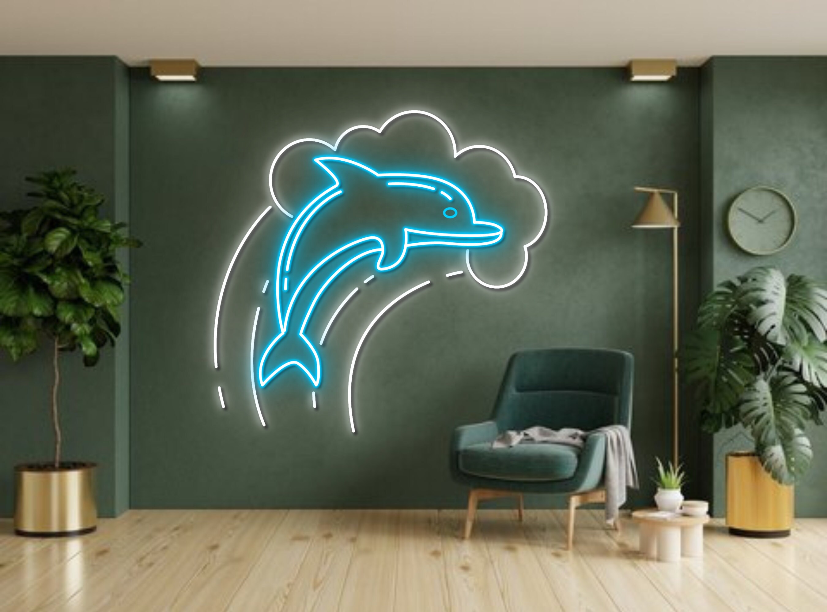 Dolphin Swimming Neon Sign