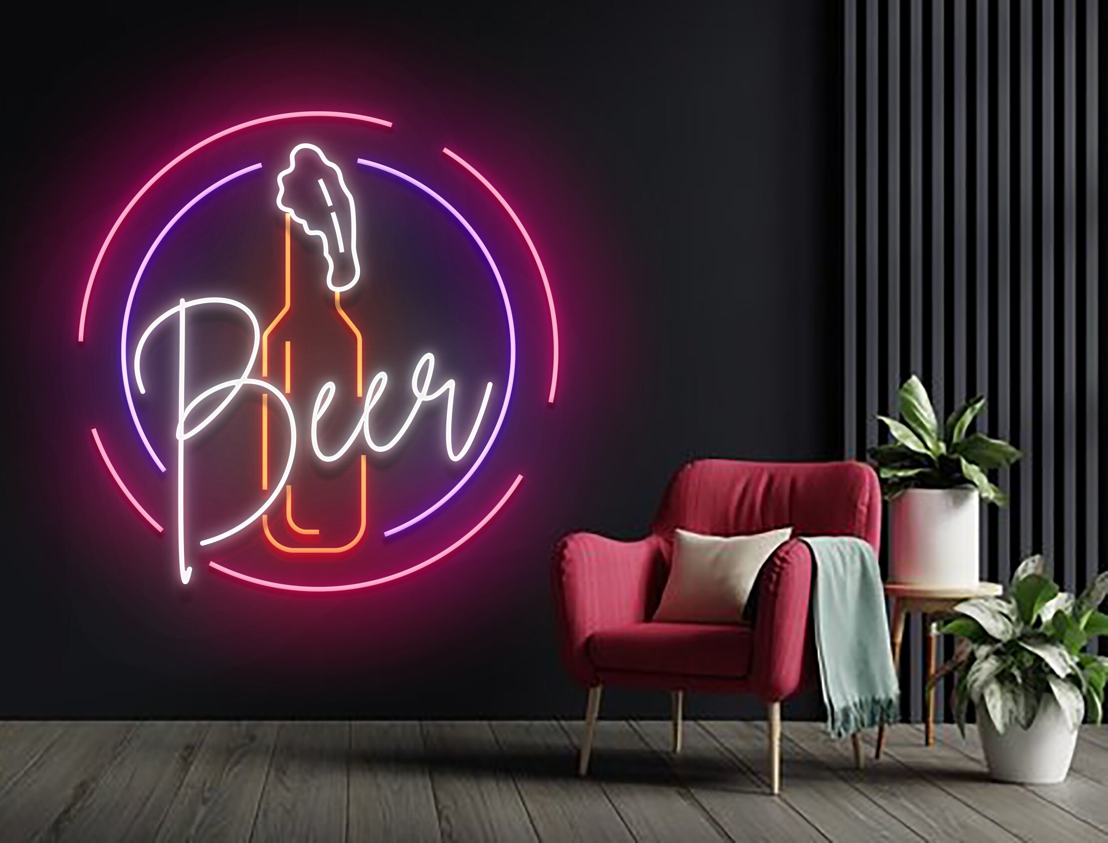 Beer Bottle Glass Foam Neon Sign