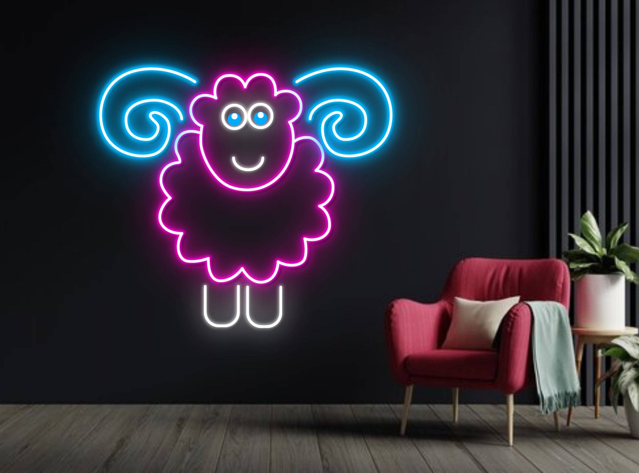 Sheep Neon Sign Animal Led Wall Decor