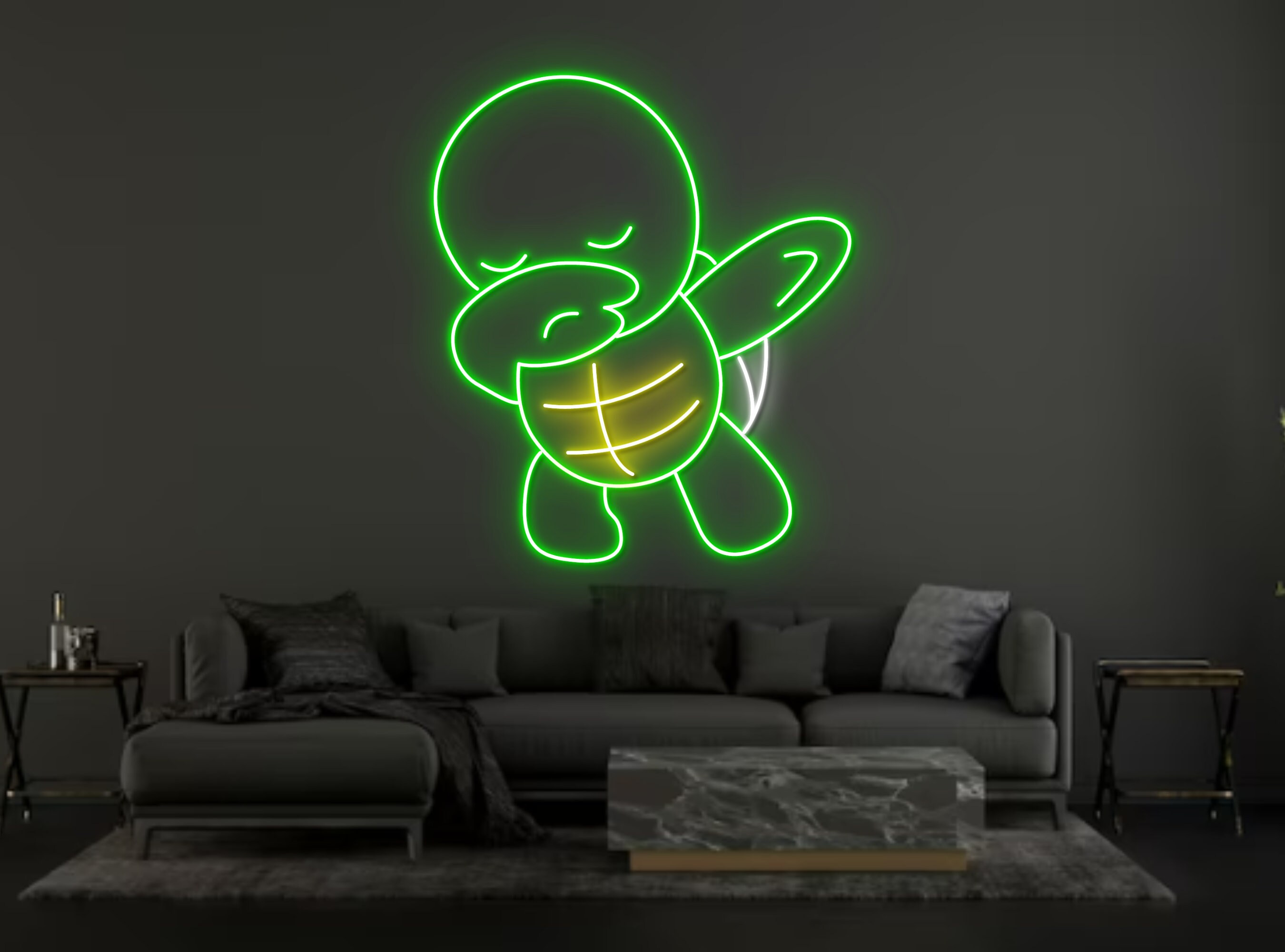 Cartoon Turtle Line Art Neon Signs