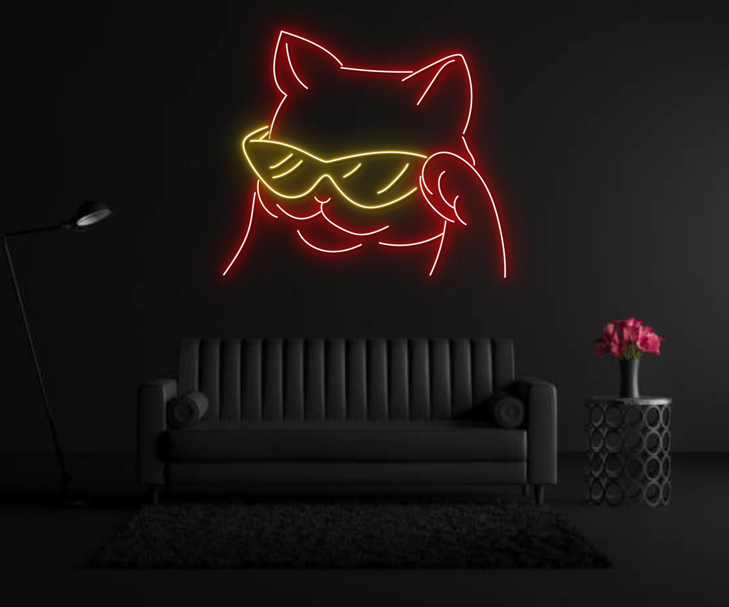 Cool Cat With Glasses Neon Sign
