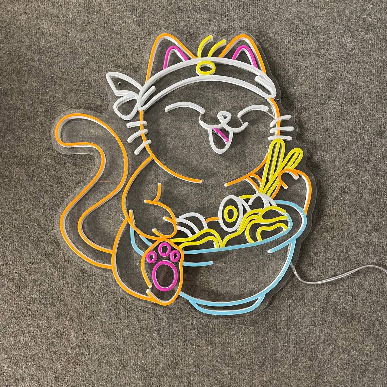 Lucky Cat Ramen Bowl Neon Sign Ramen Restaurant Decor