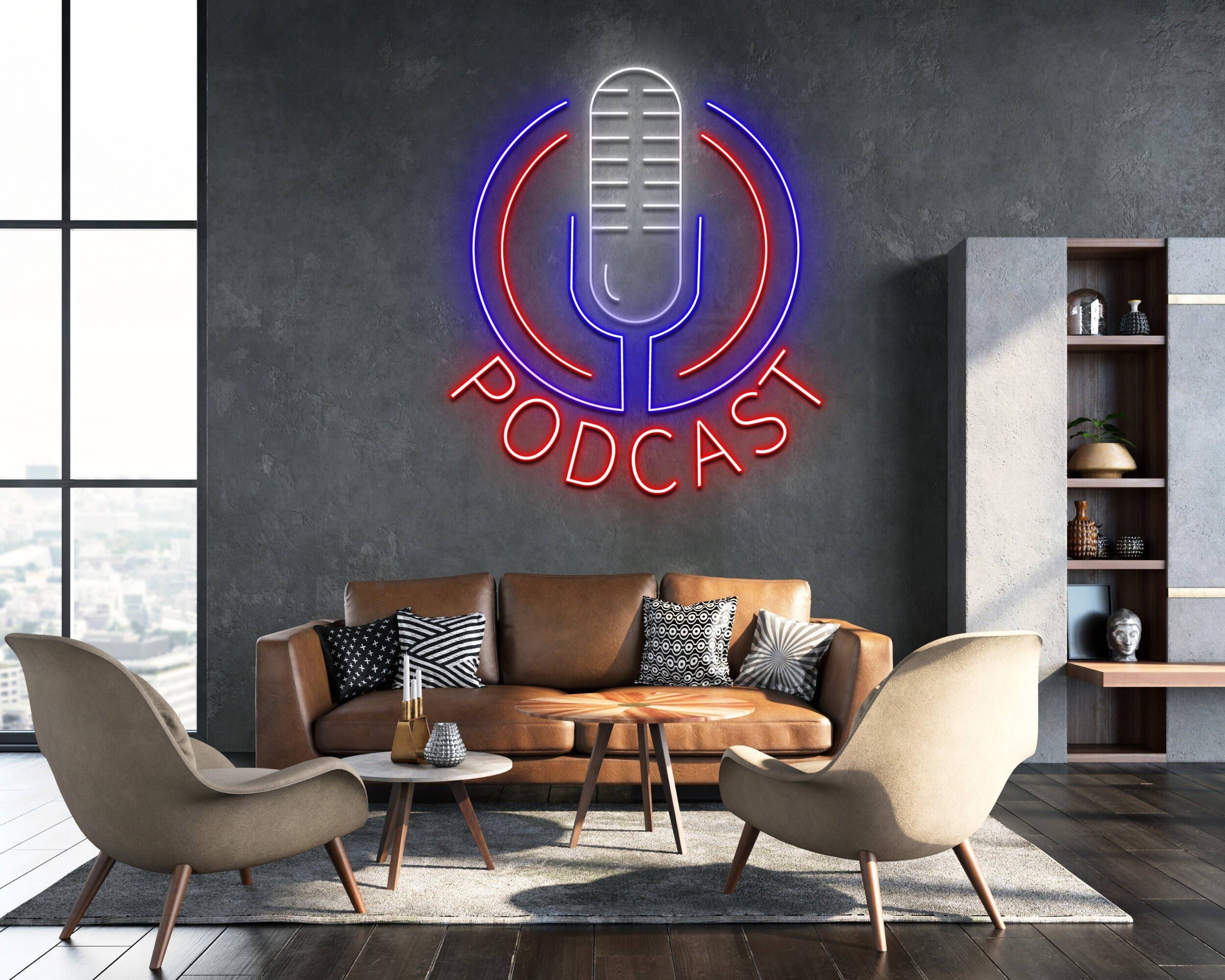 Podcast Multi Color Neon Sign Studio Decor